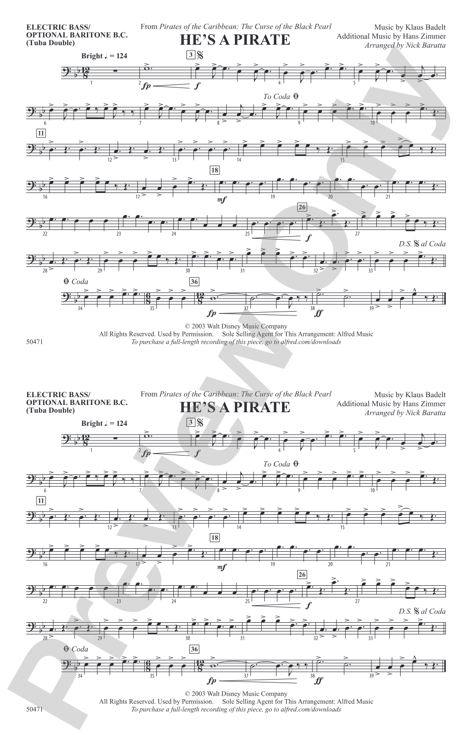 He's a Pirate: Electric Bass