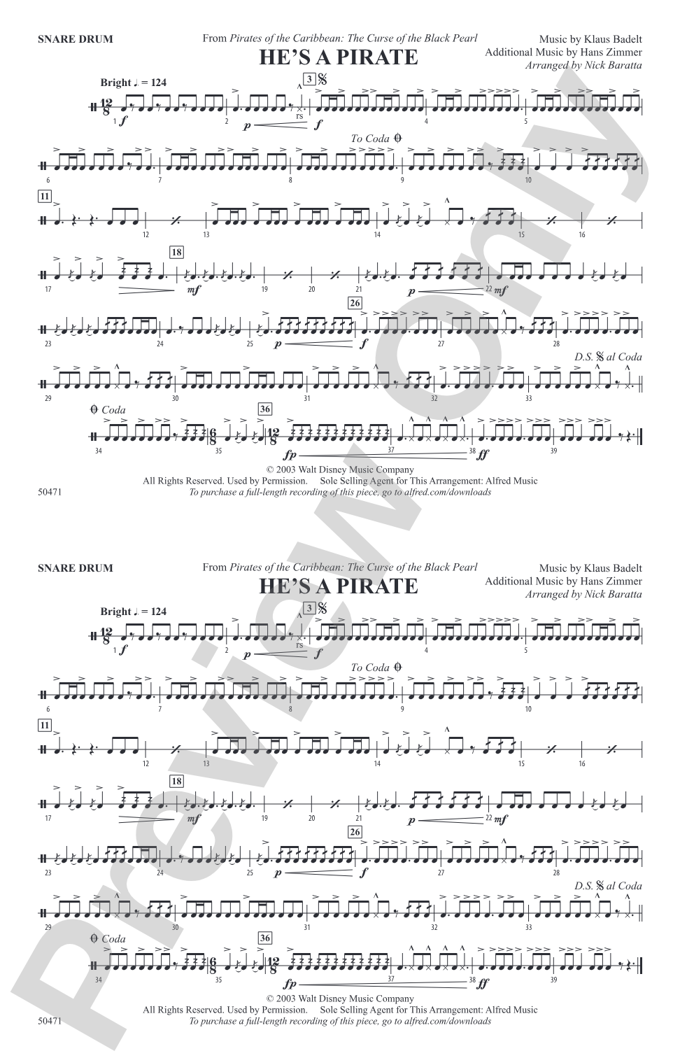 He's a Pirate: Snare Drum