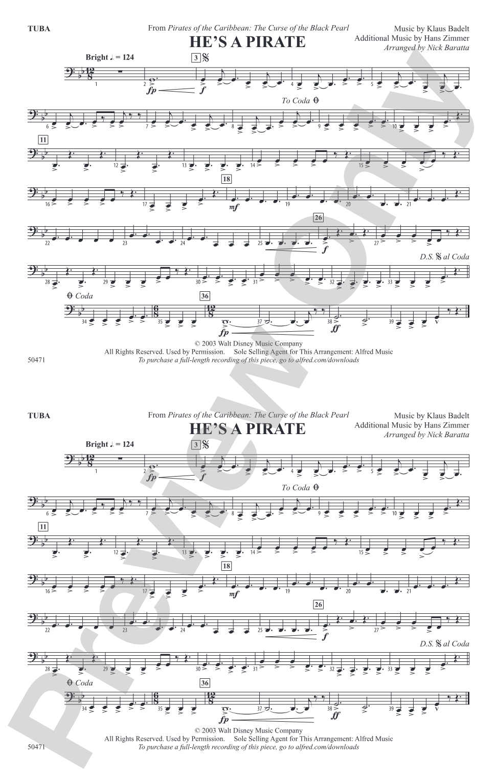 He's a Pirate: Tuba