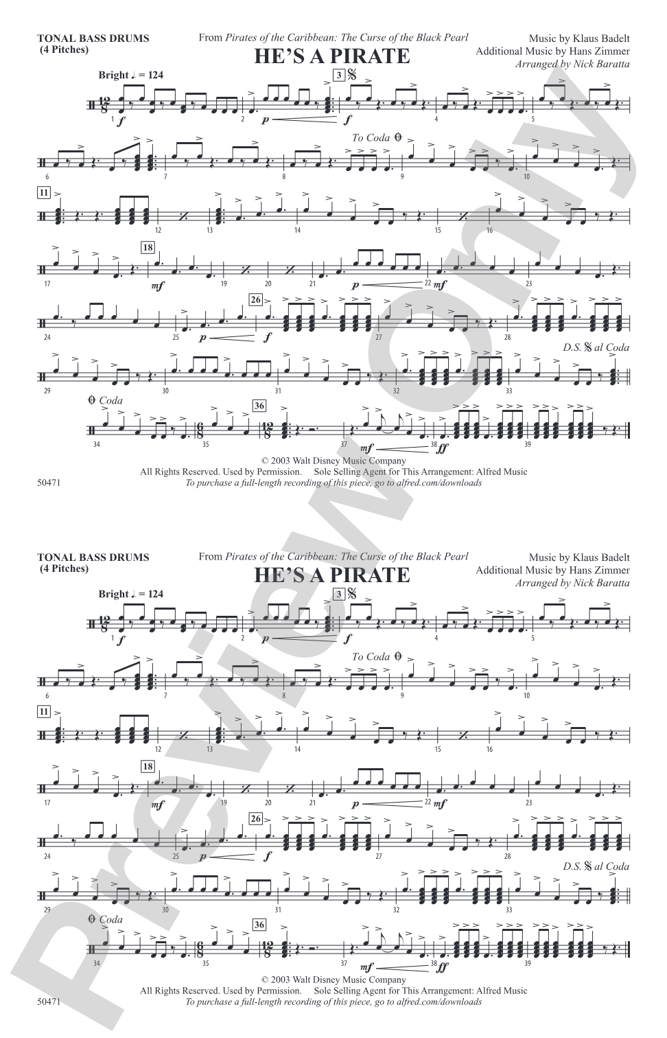 He's a Pirate: Tonal Bass Drum