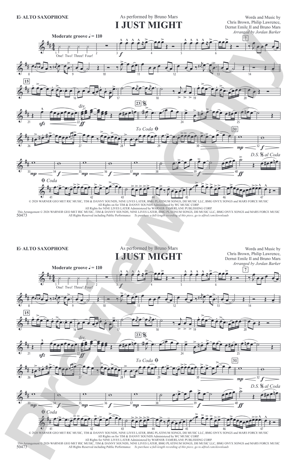I Just Might: E-flat Alto Saxophone
