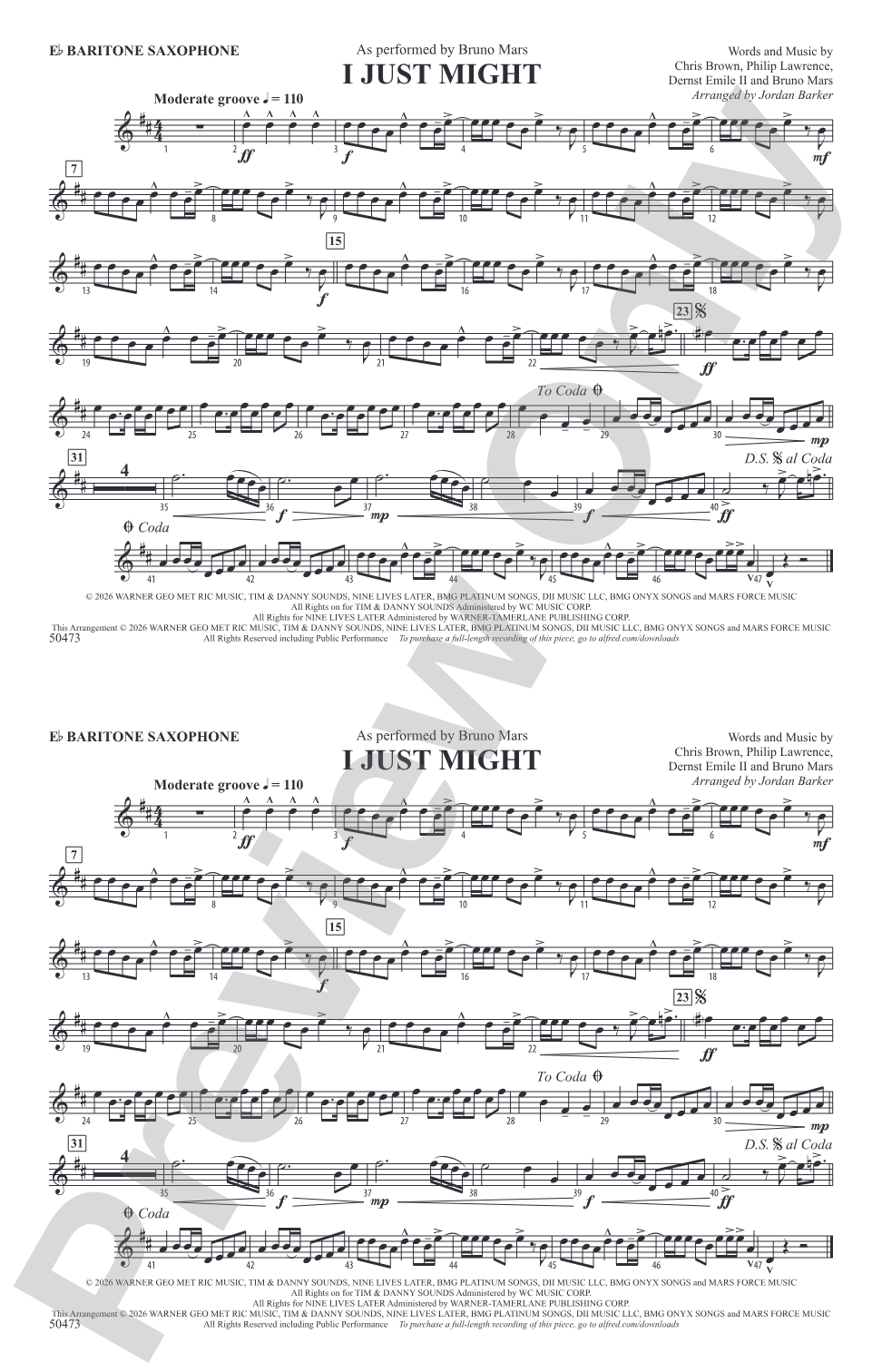 I Just Might: E-flat Baritone Saxophone