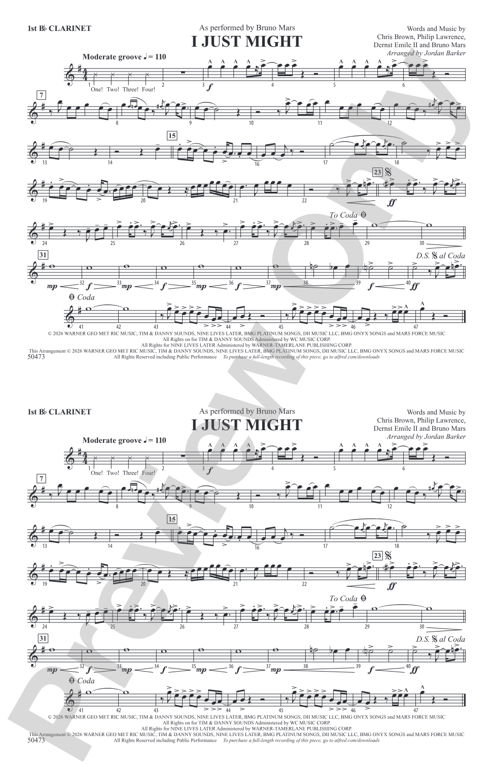 I Just Might: 1st B-flat Clarinet