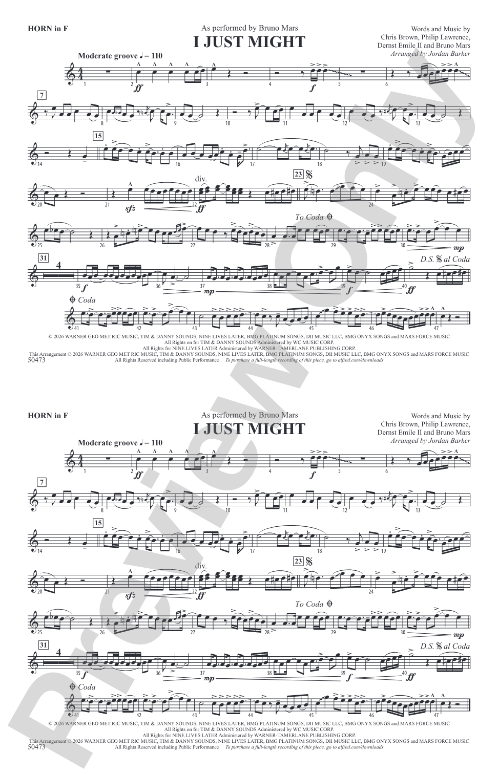 I Just Might: 1st F Horn