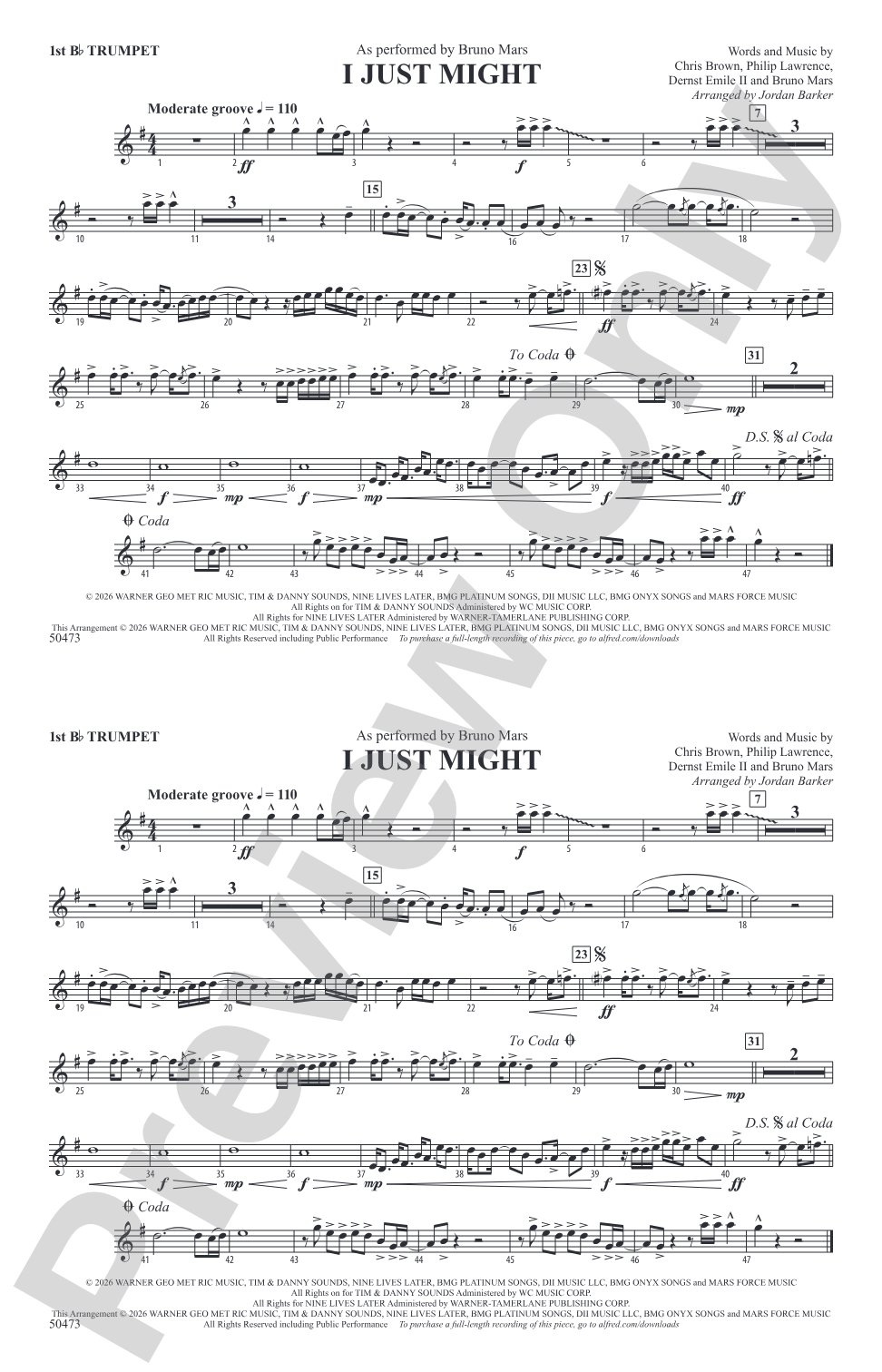 I Just Might: 1st B-flat Trumpet