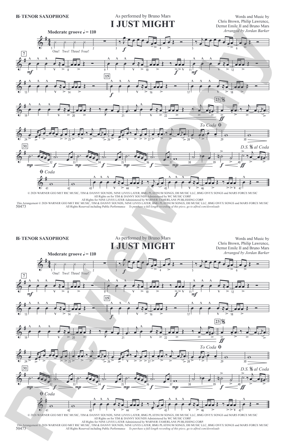 I Just Might: B-flat Tenor Saxophone