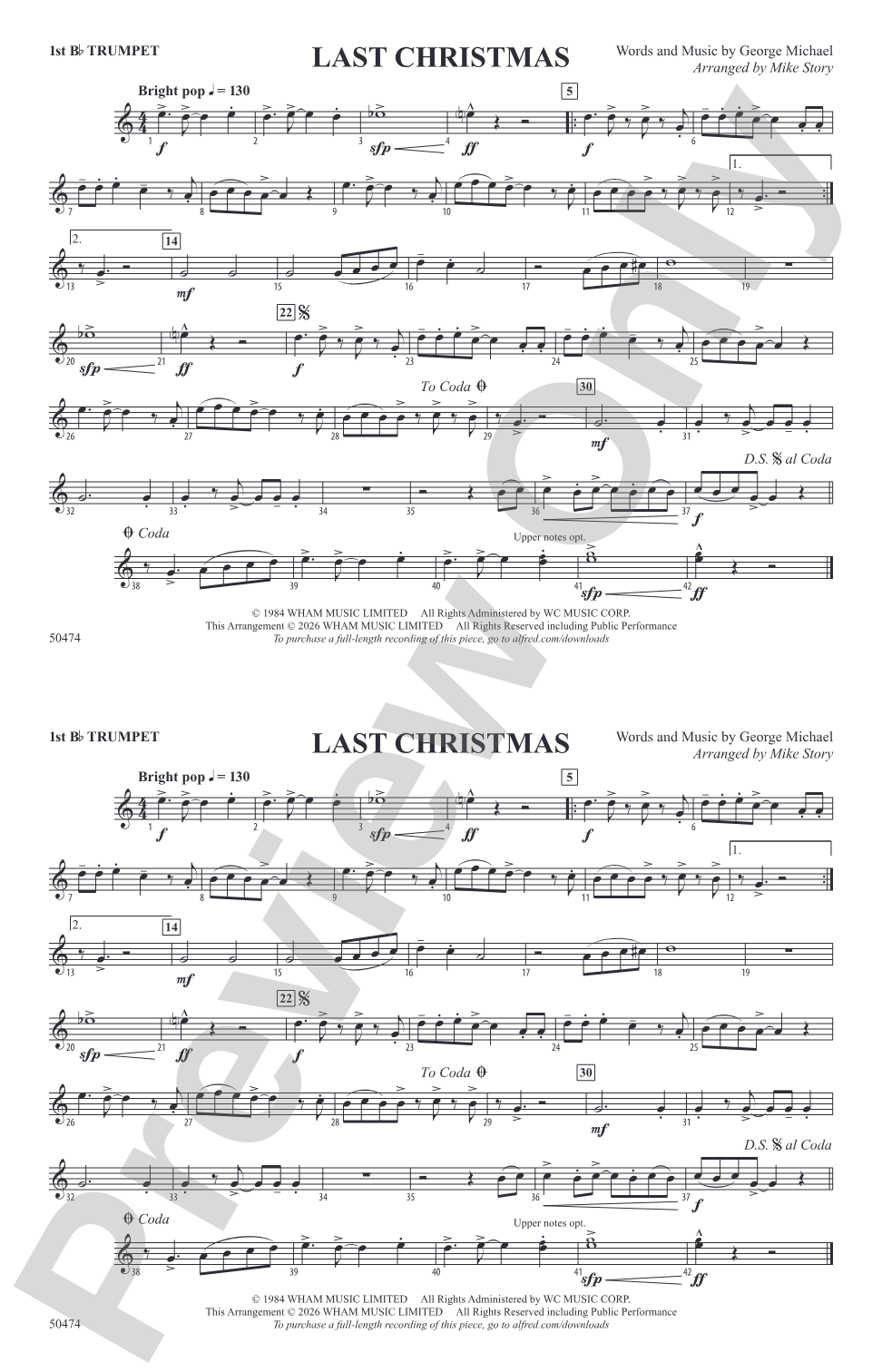 Last Christmas: 1st B-flat Trumpet