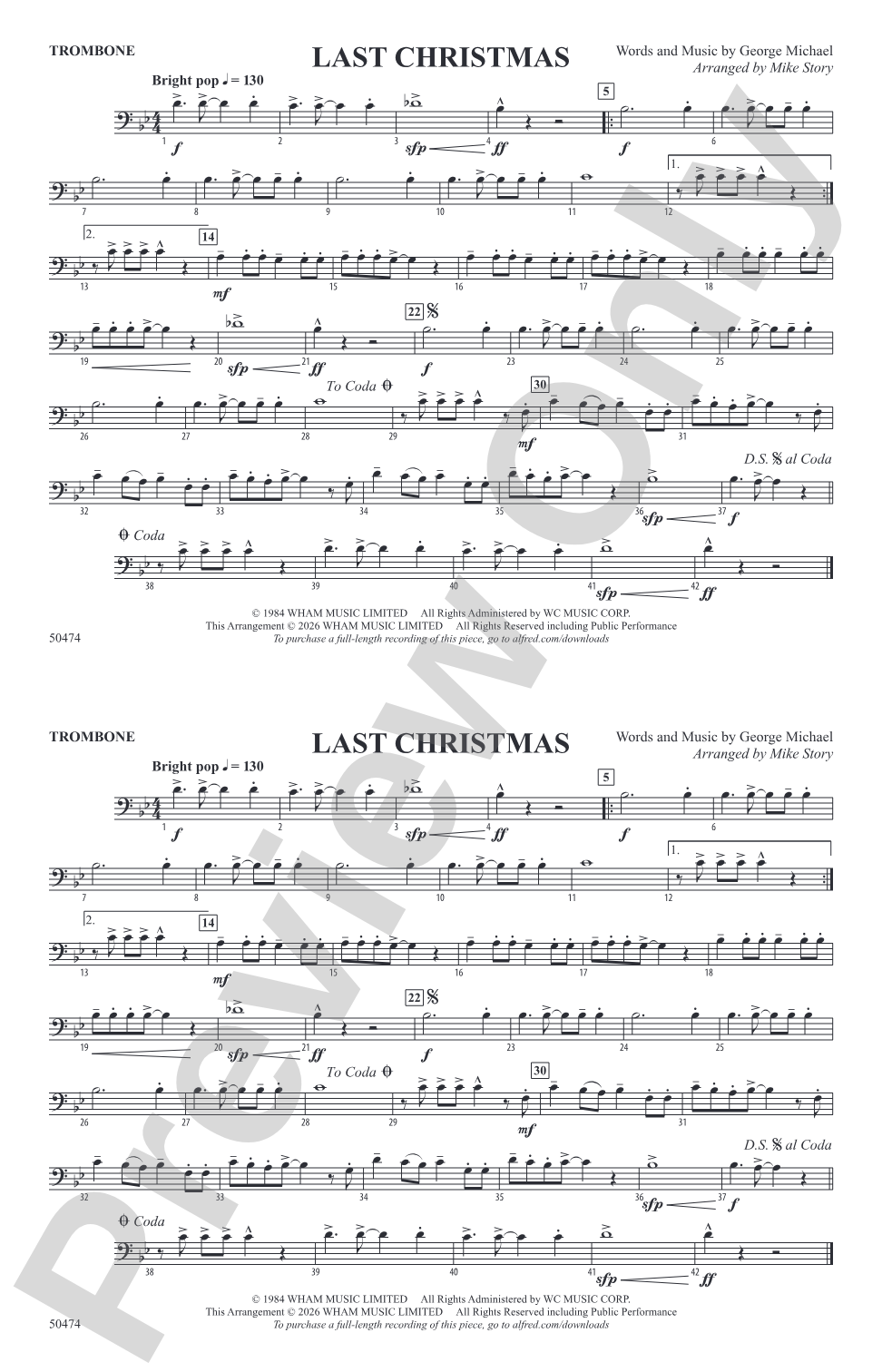 Last Christmas: 1st Trombone