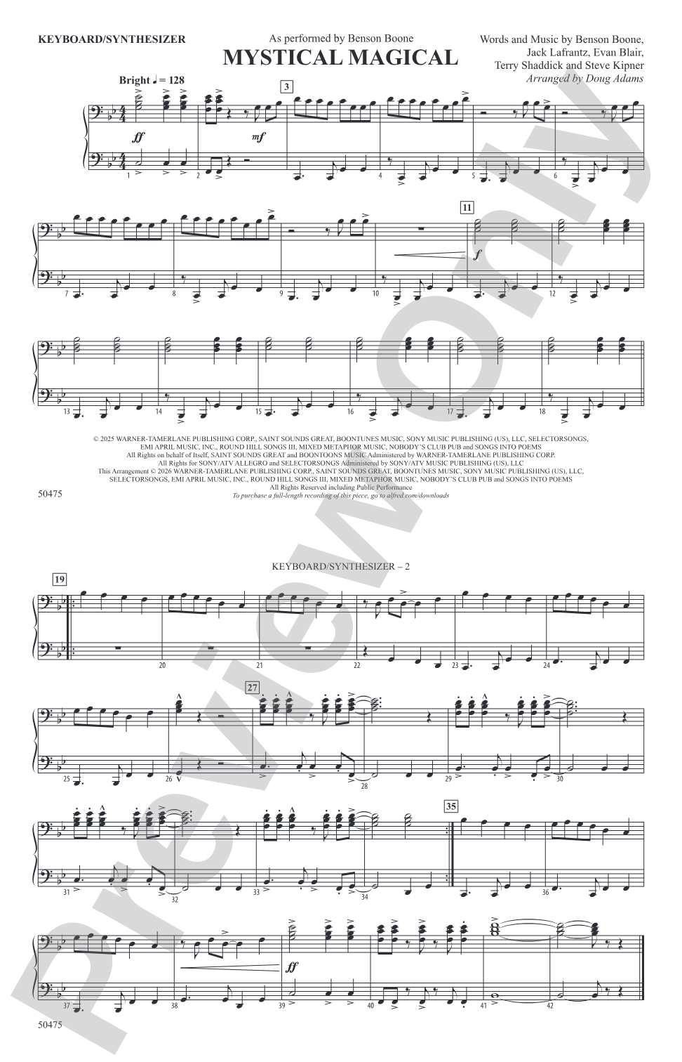 Mystical Magical: Piano Accompaniment