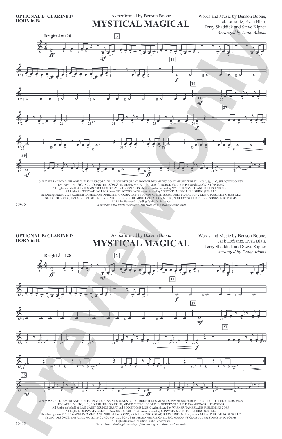 Mystical Magical: Optional Bb Clarinet/Horn in Bb