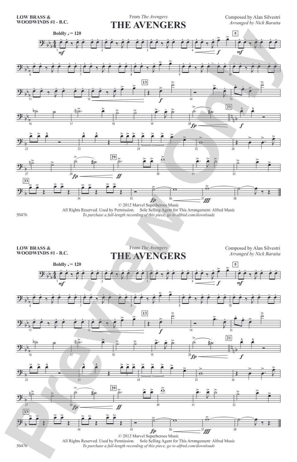 The Avengers: Low Brass & Woodwinds #1 - Bass Clef