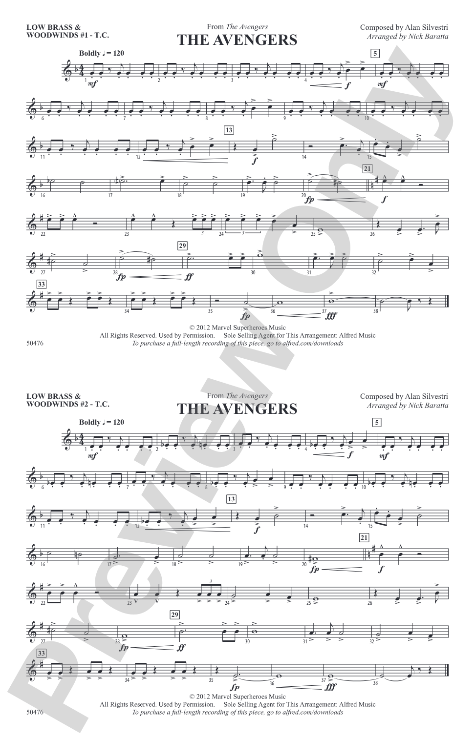 The Avengers: Low Brass & Woodwinds #1 - Treble Clef