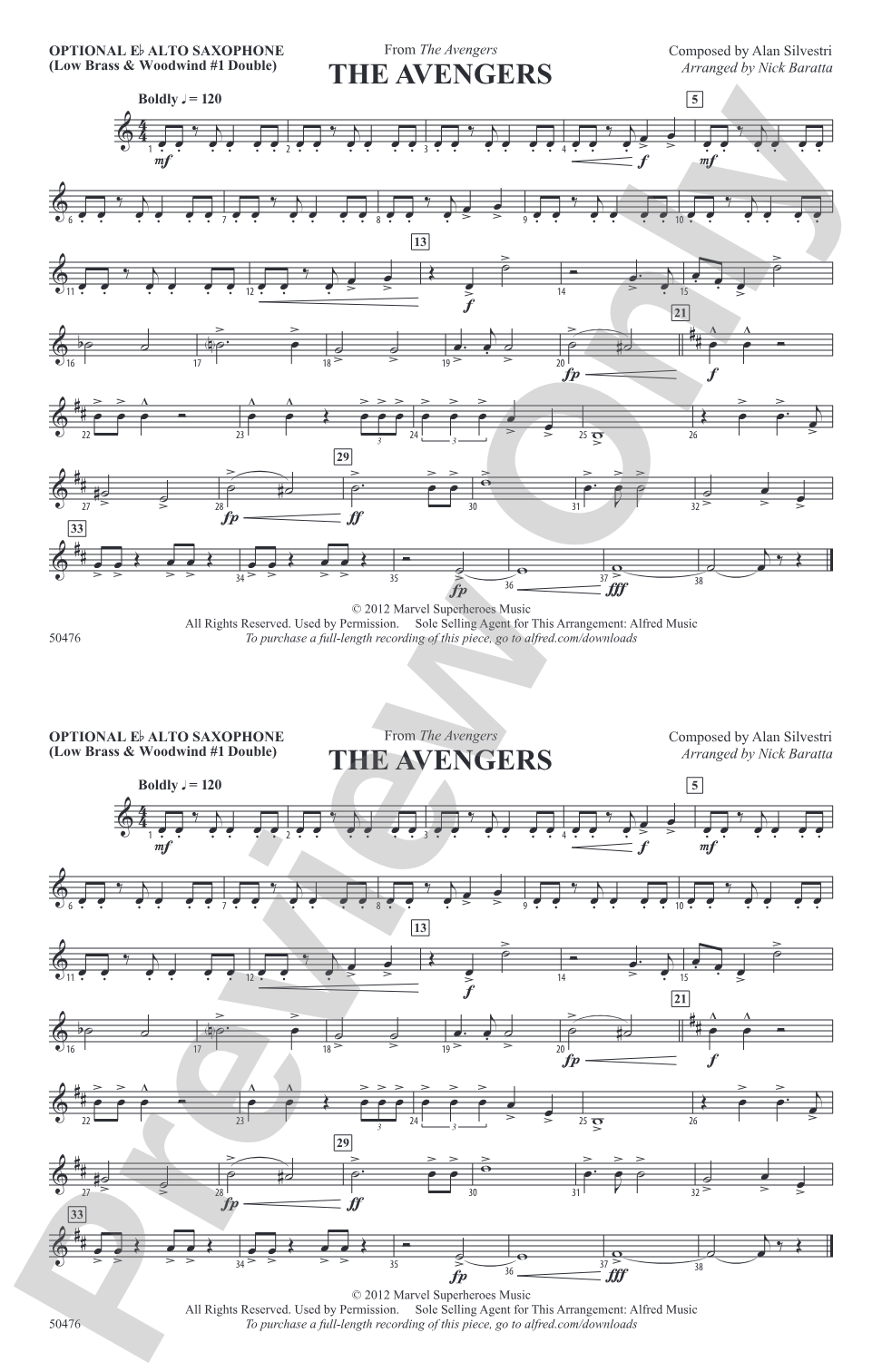 The Avengers: Optional Alto Sax