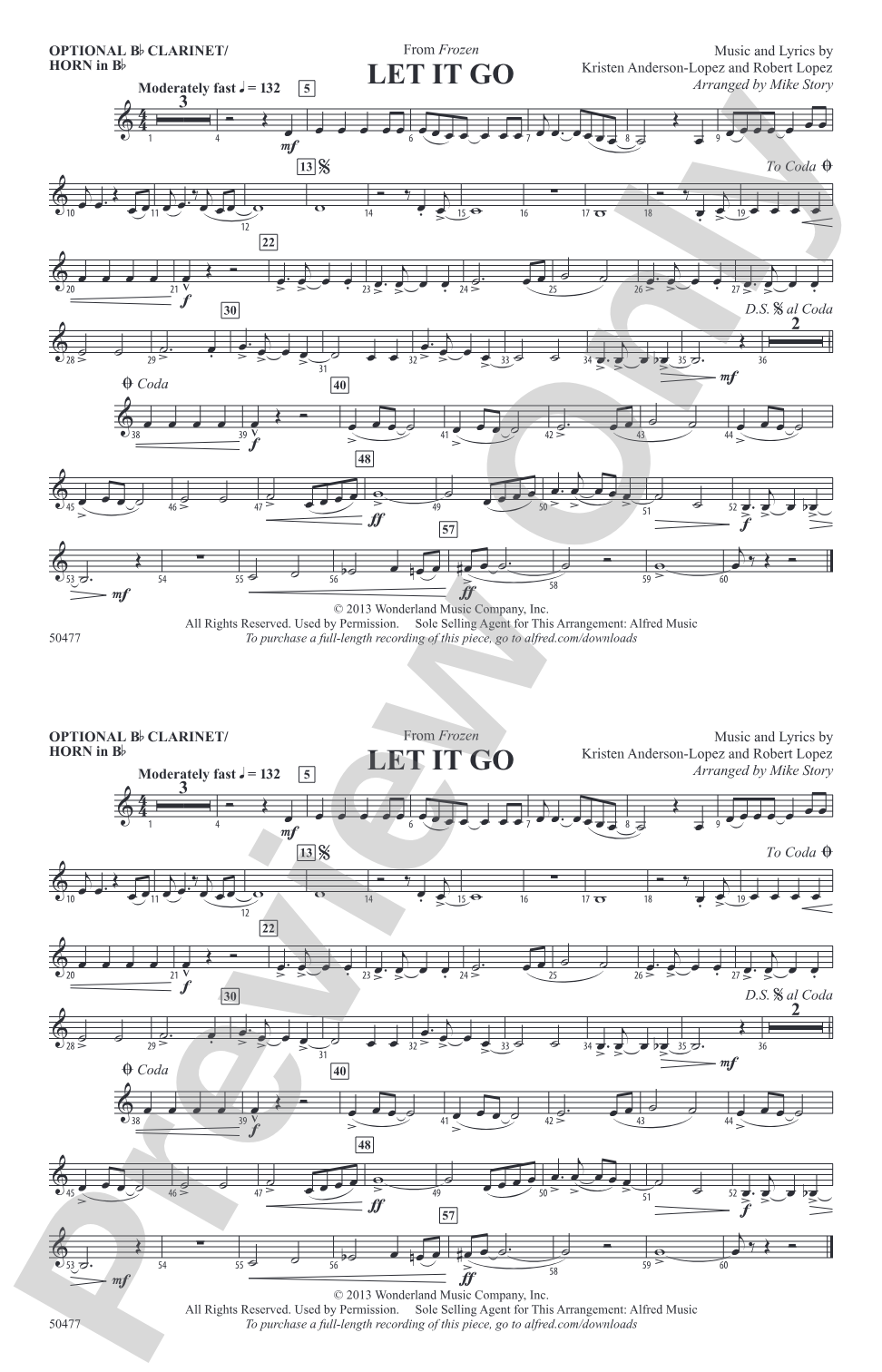 Let It Go: Optional Bb Clarinet/Horn in Bb