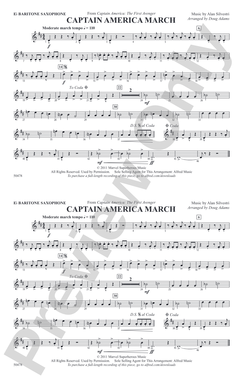 Captain America March: E-flat Baritone Saxophone