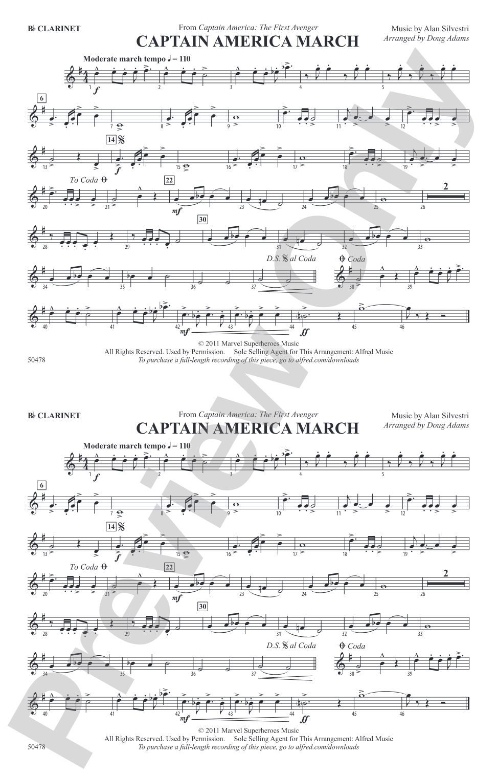 Captain America March: 1st B-flat Clarinet