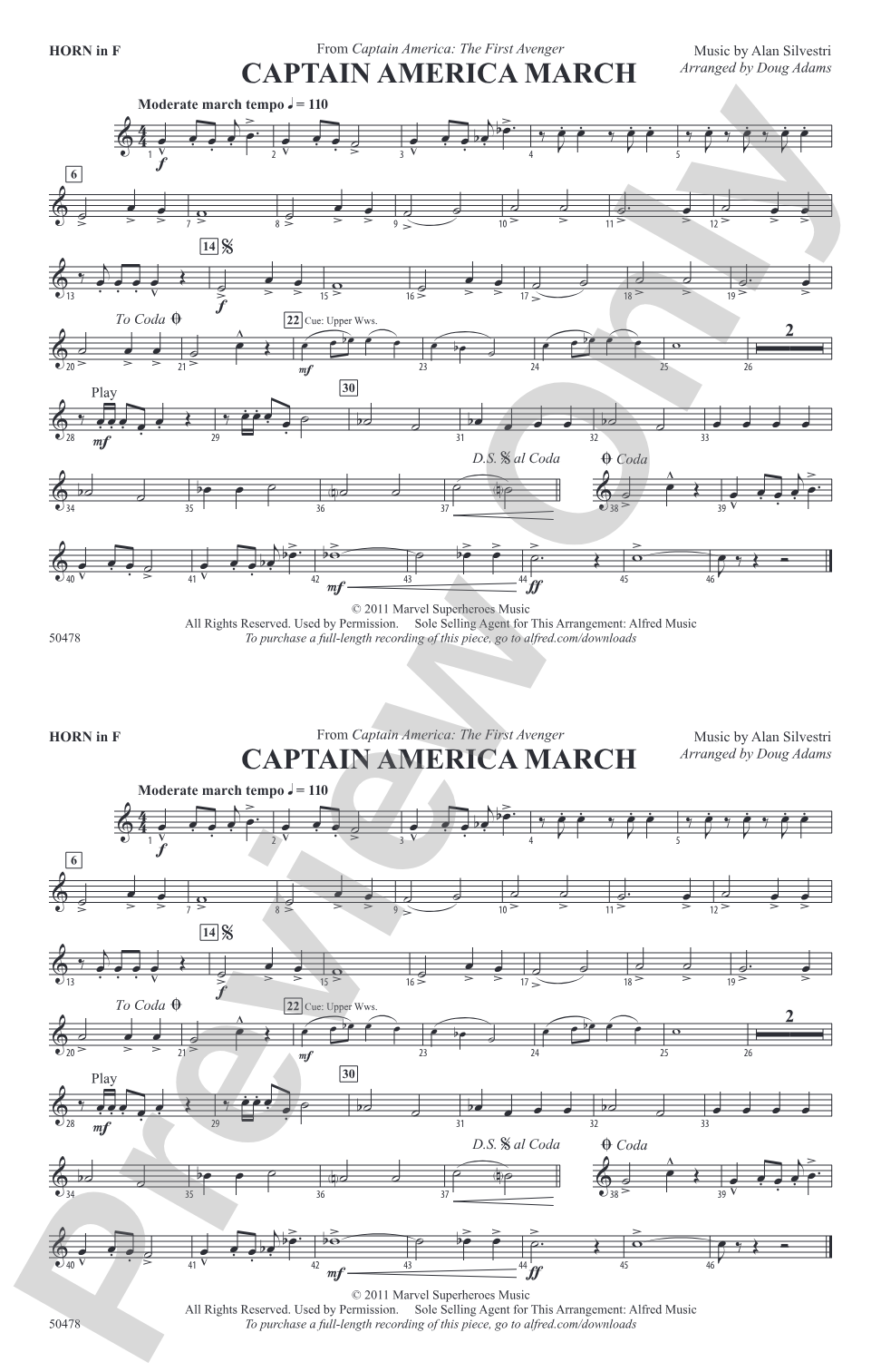 Captain America March: 1st F Horn