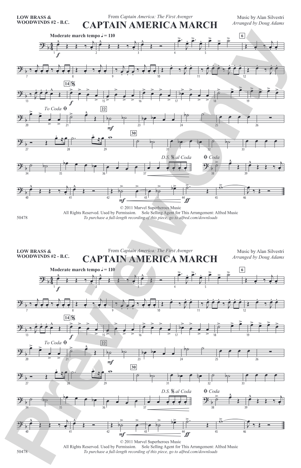 Captain America March: Low Brass & Woodwinds #2 - Bass Clef