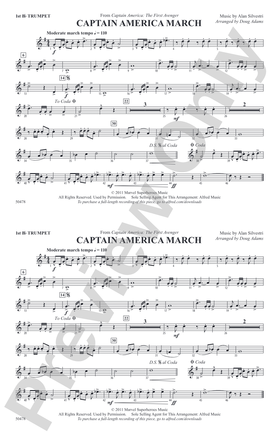 Captain America March: 1st B-flat Trumpet