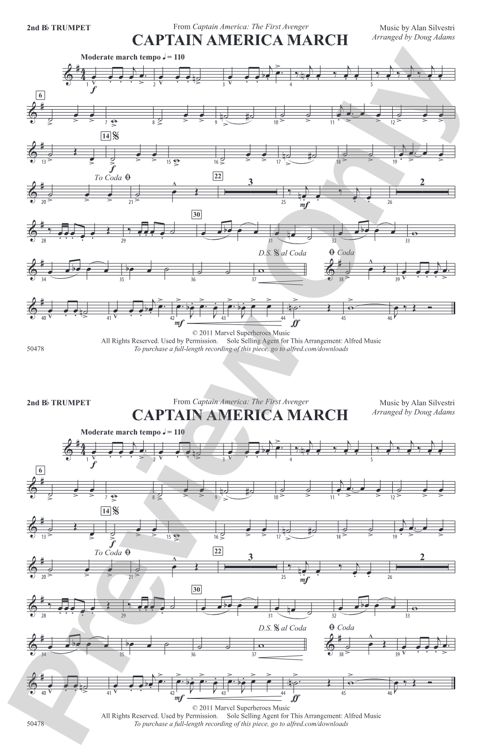 Captain America March: 2nd B-flat Trumpet