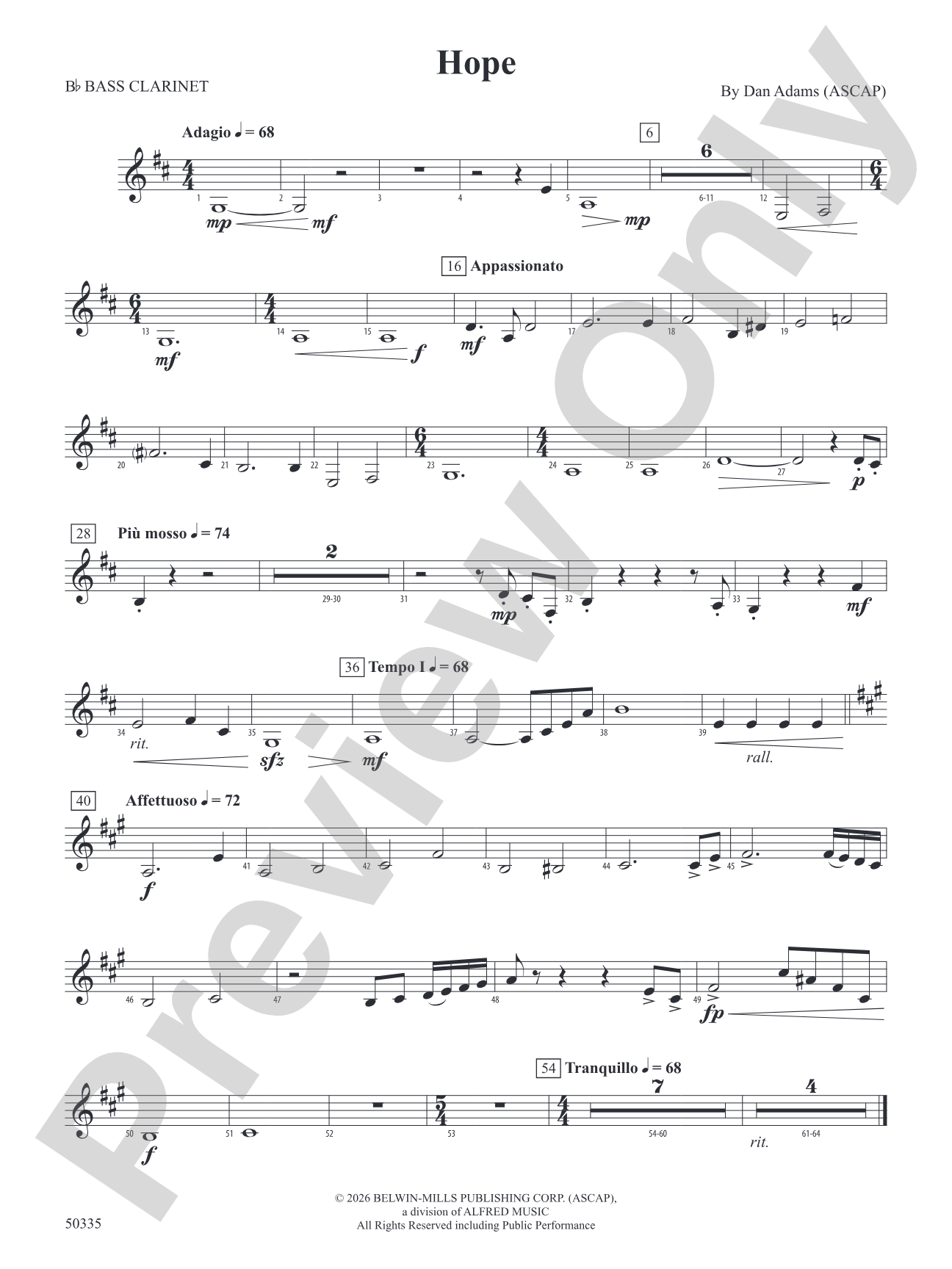 Hope: B-flat Bass Clarinet