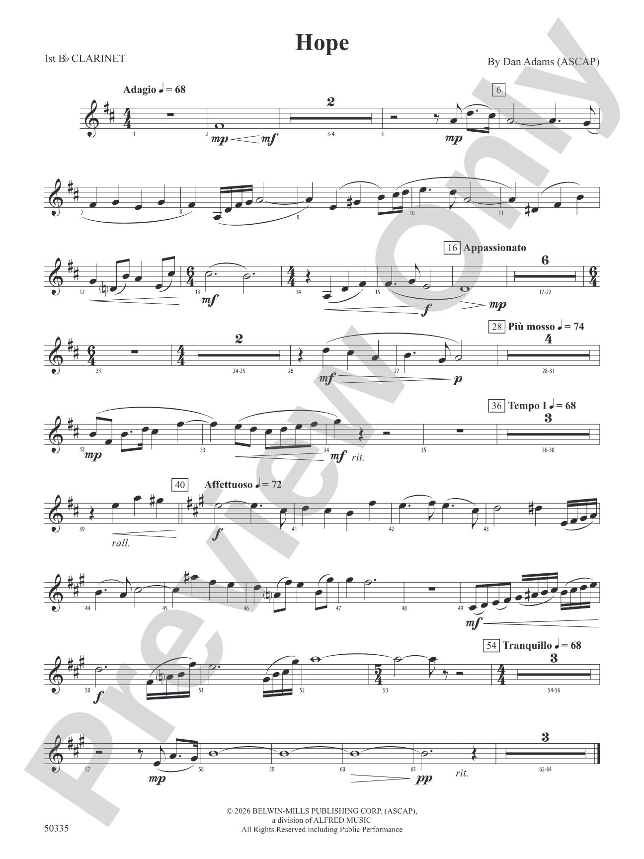Hope: 1st B-flat Clarinet
