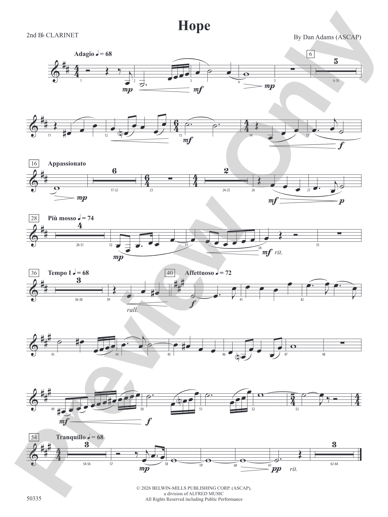 Hope: 2nd B-flat Clarinet