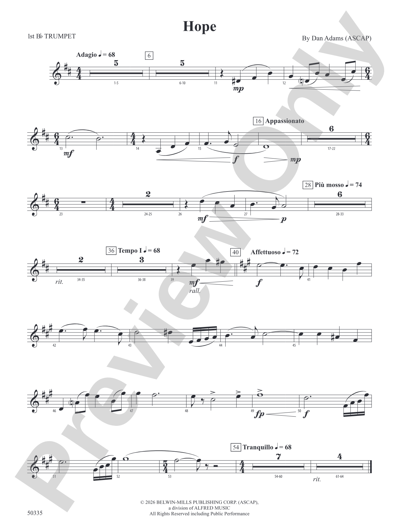 Hope: 1st B-flat Trumpet