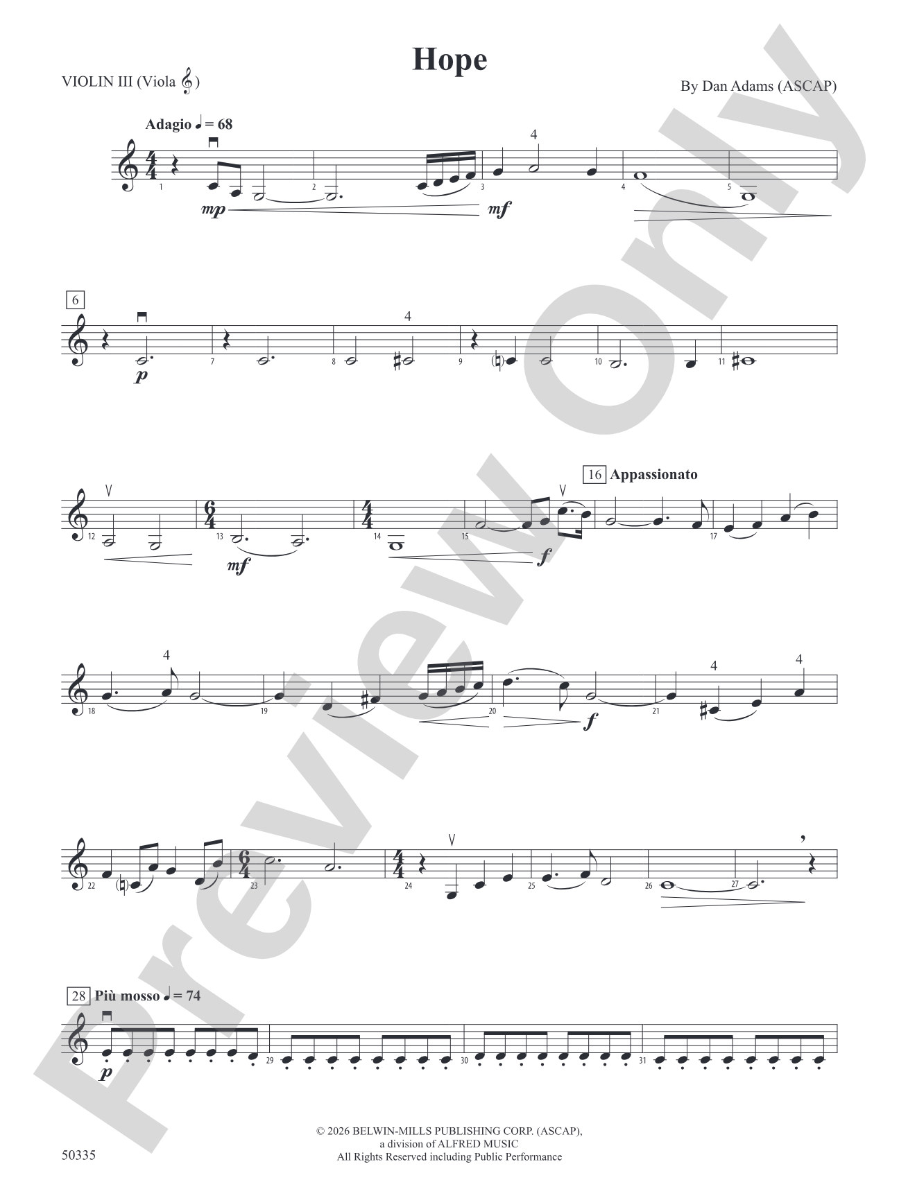Hope: 3rd Violin (Viola [TC])