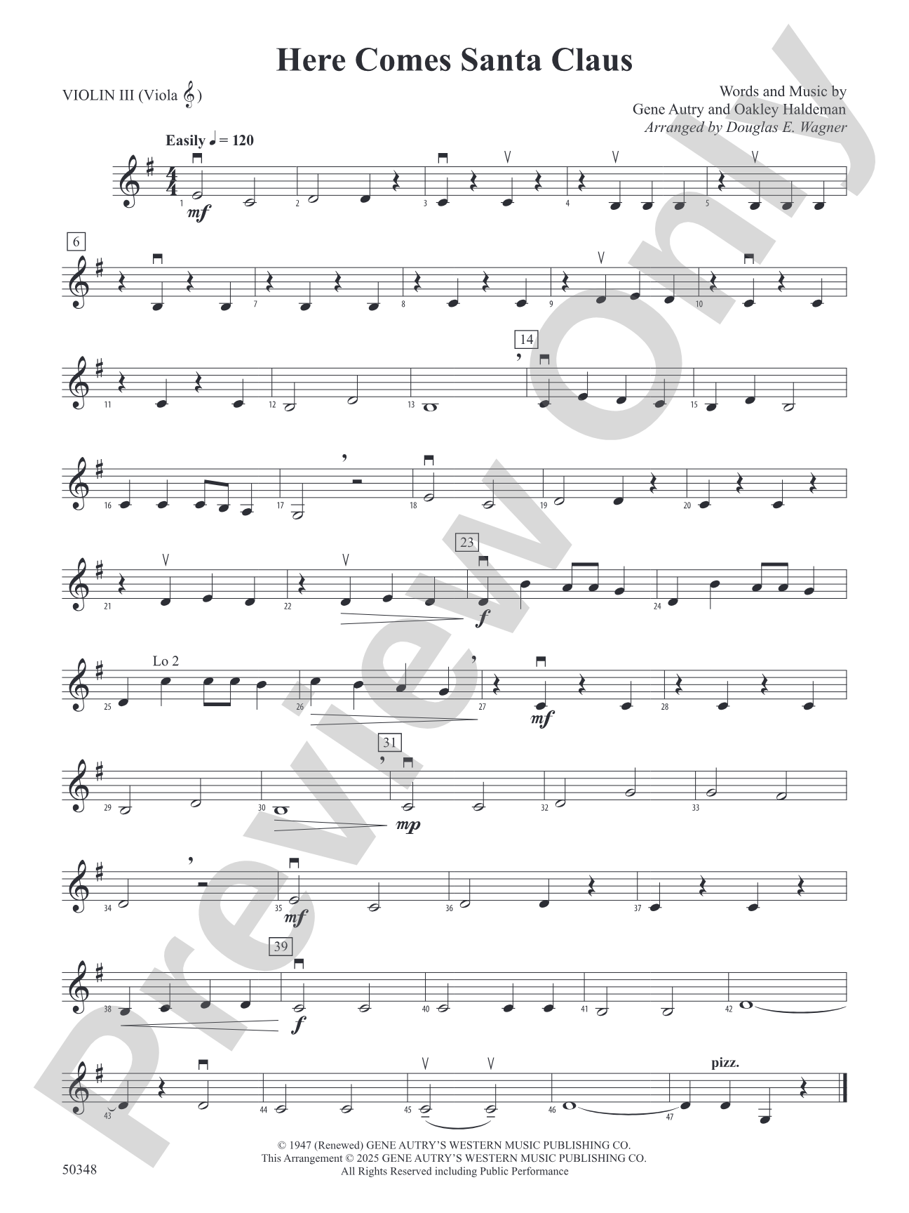 Here Comes Santa Claus: 3rd Violin (Viola [TC])