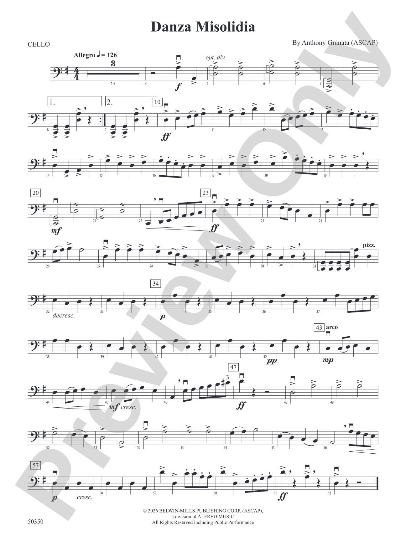 Danza Misolidia: Cello