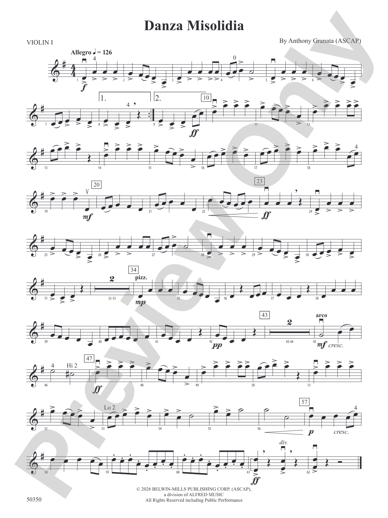 Danza Misolidia: 1st Violin