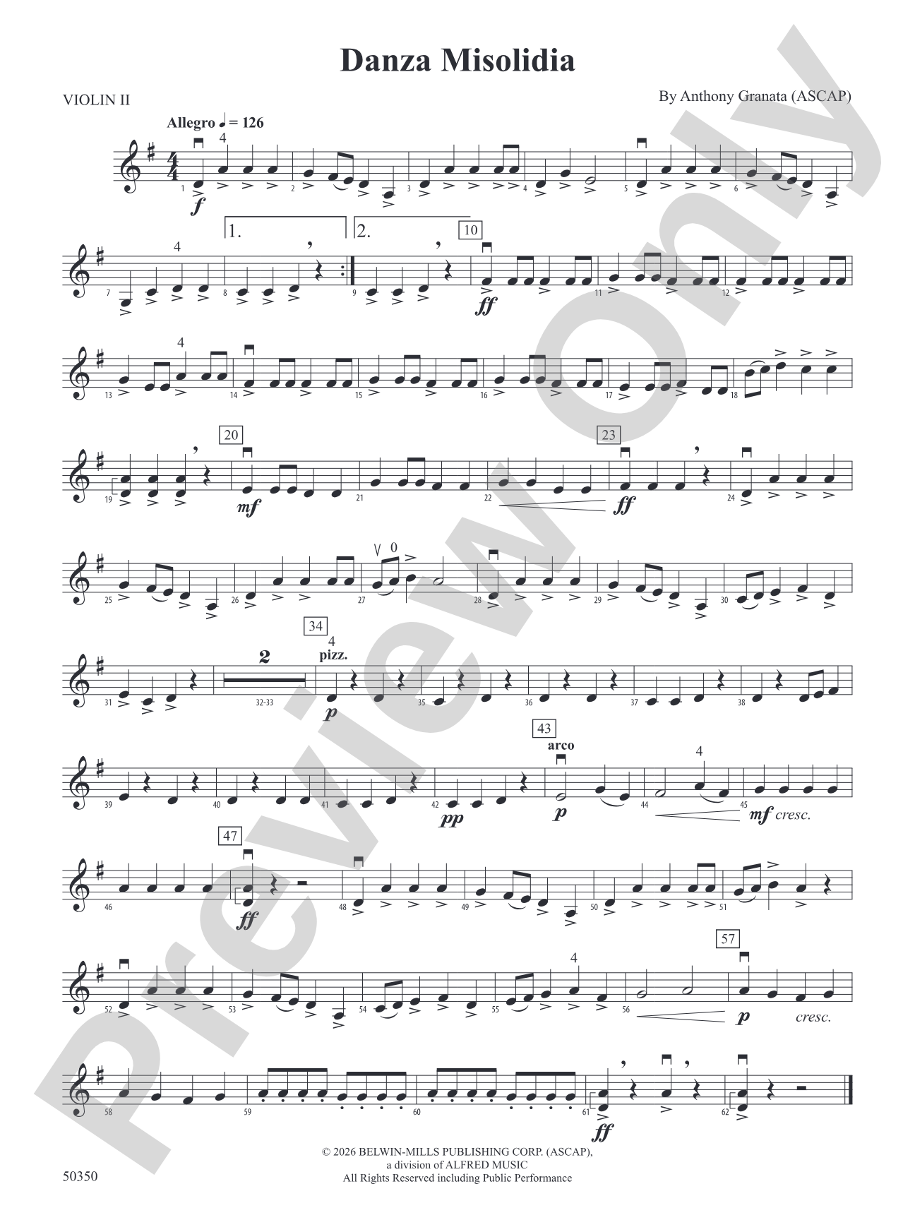 Danza Misolidia: 2nd Violin