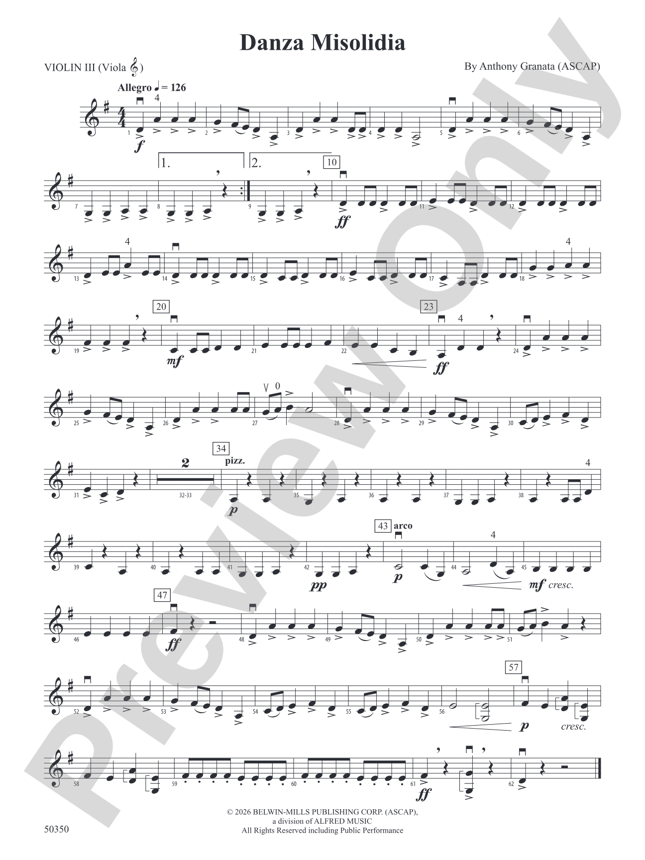 Danza Misolidia: 3rd Violin (Viola [TC])