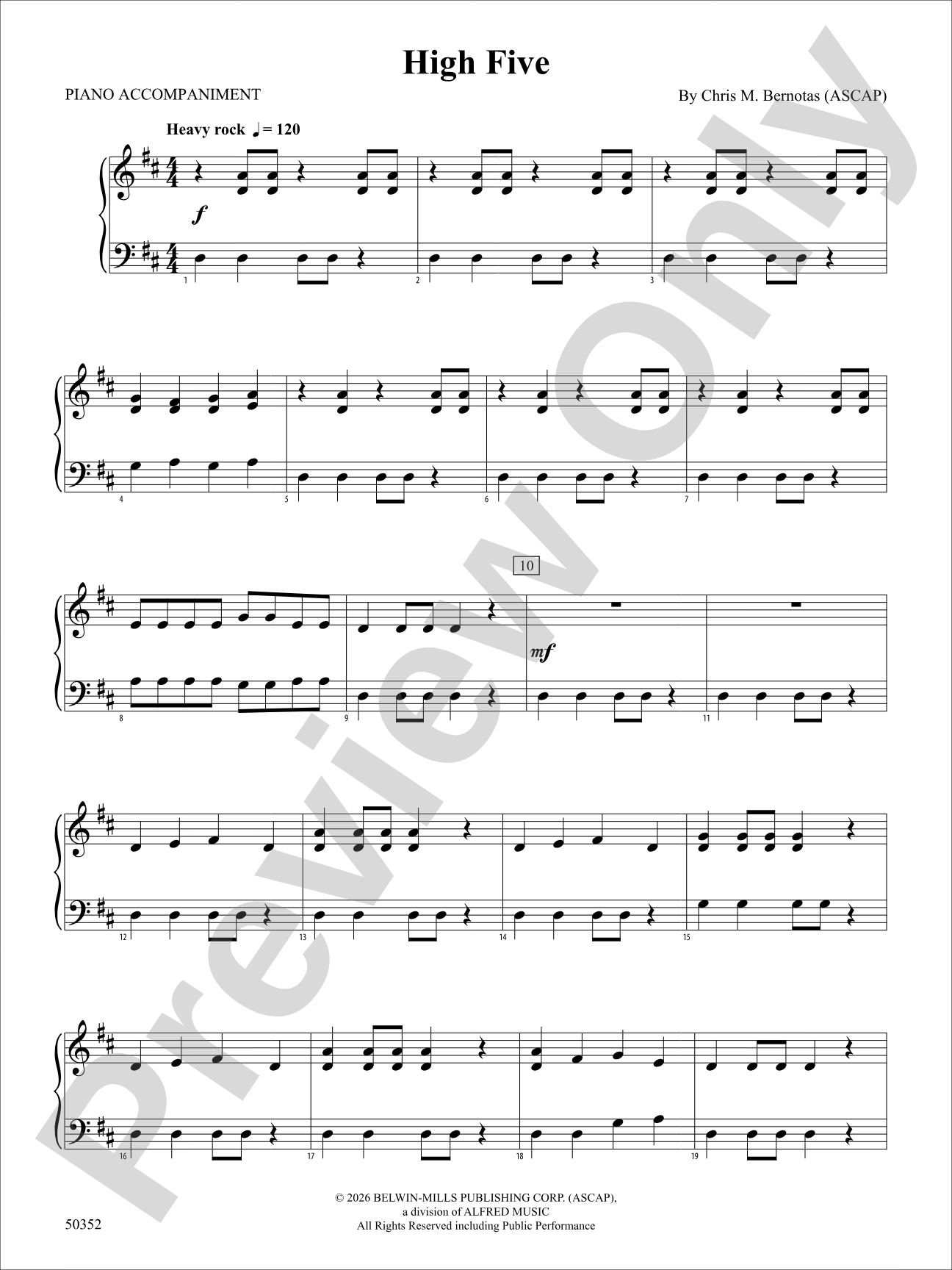 High Five: Piano Accompaniment
