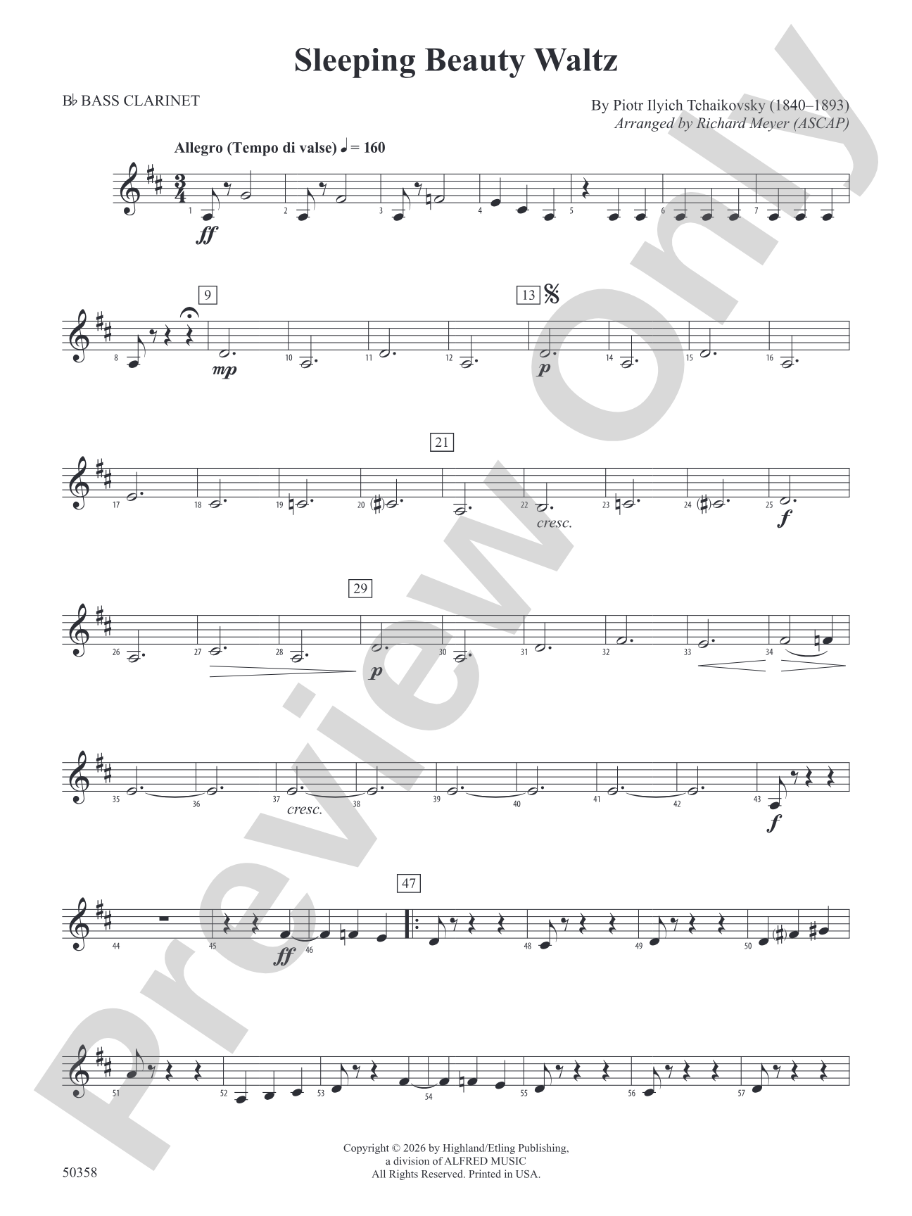Sleeping Beauty Waltz: B-flat Bass Clarinet