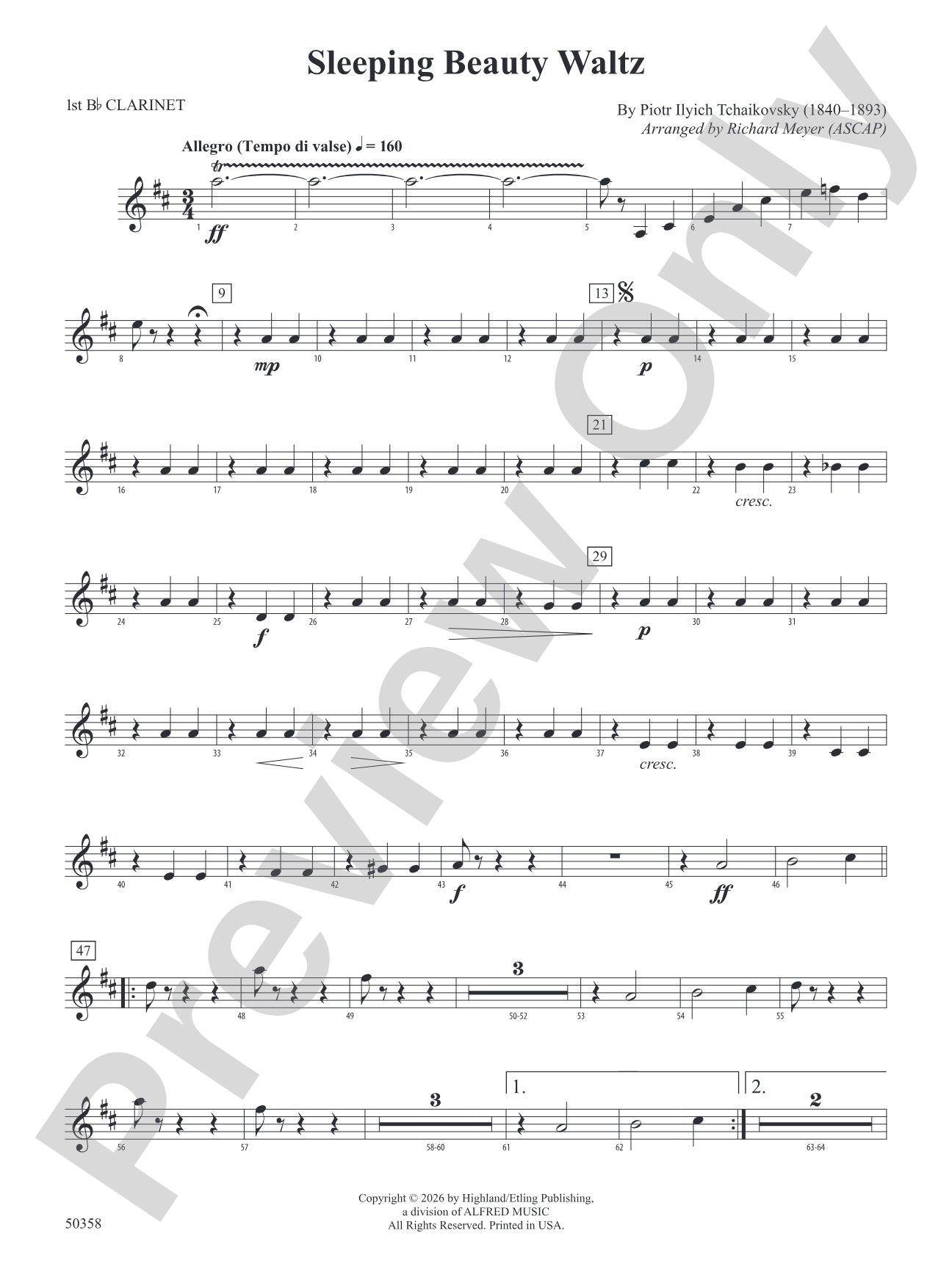 Sleeping Beauty Waltz: 1st B-flat Clarinet