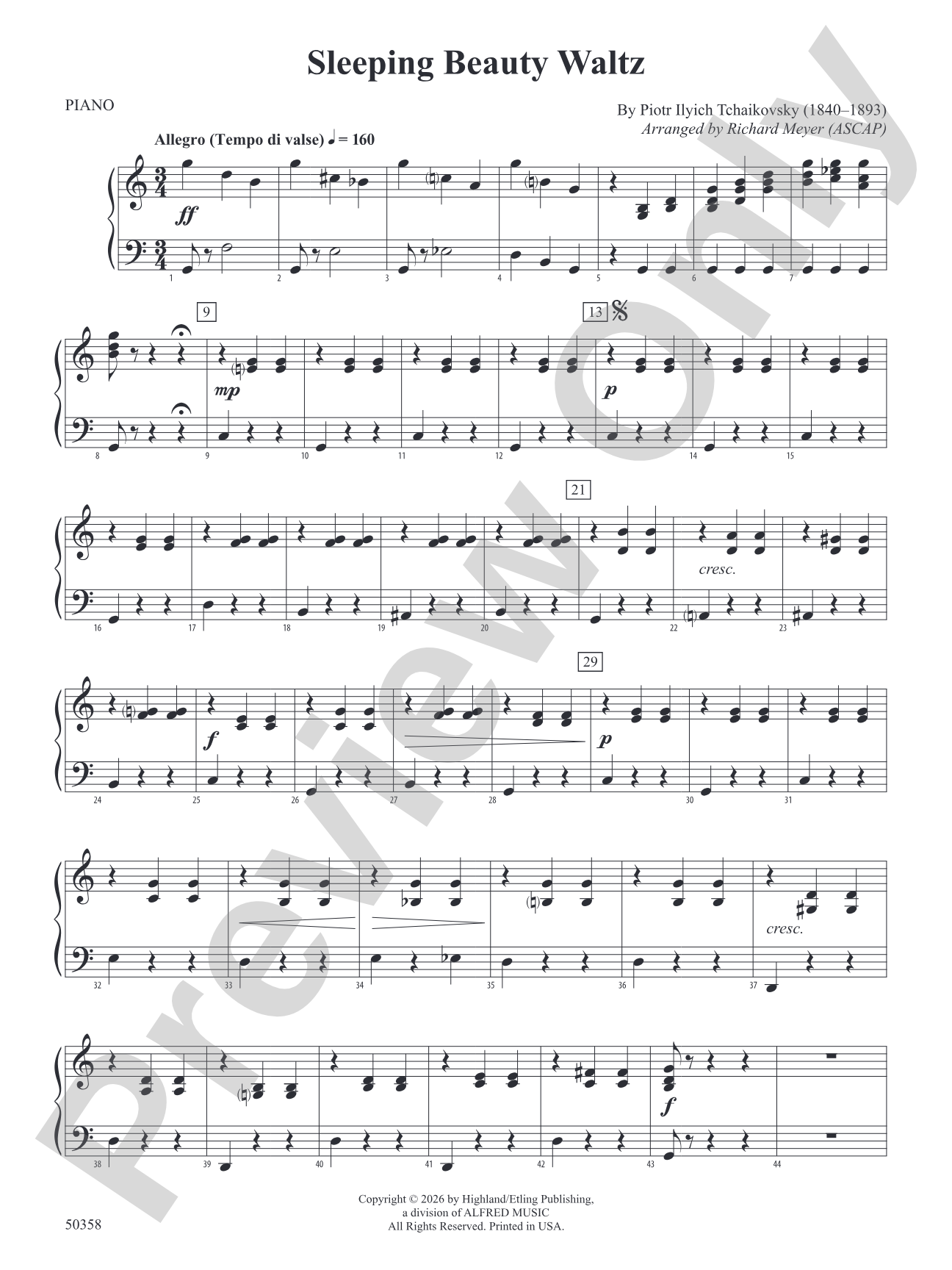 Sleeping Beauty Waltz: Piano Accompaniment