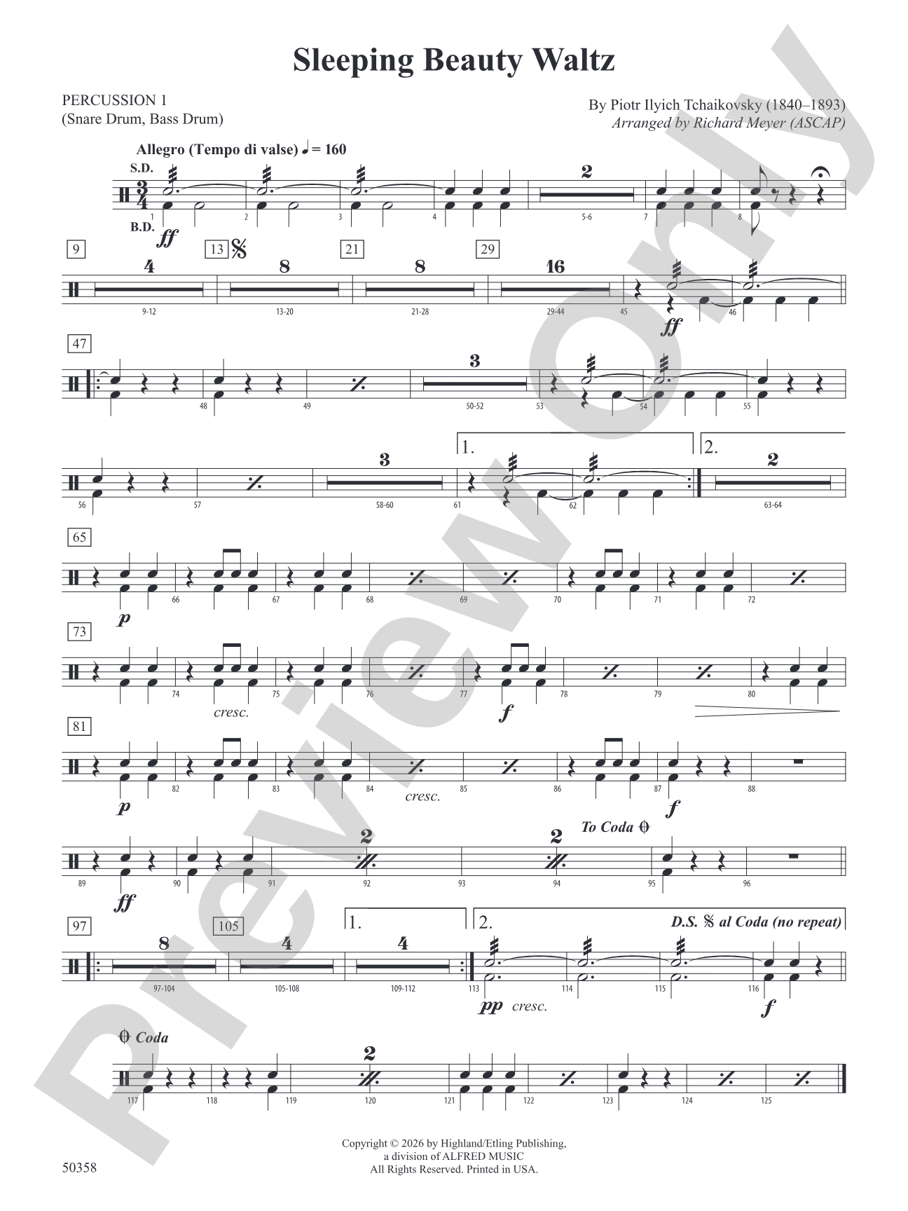 Sleeping Beauty Waltz: 1st Percussion