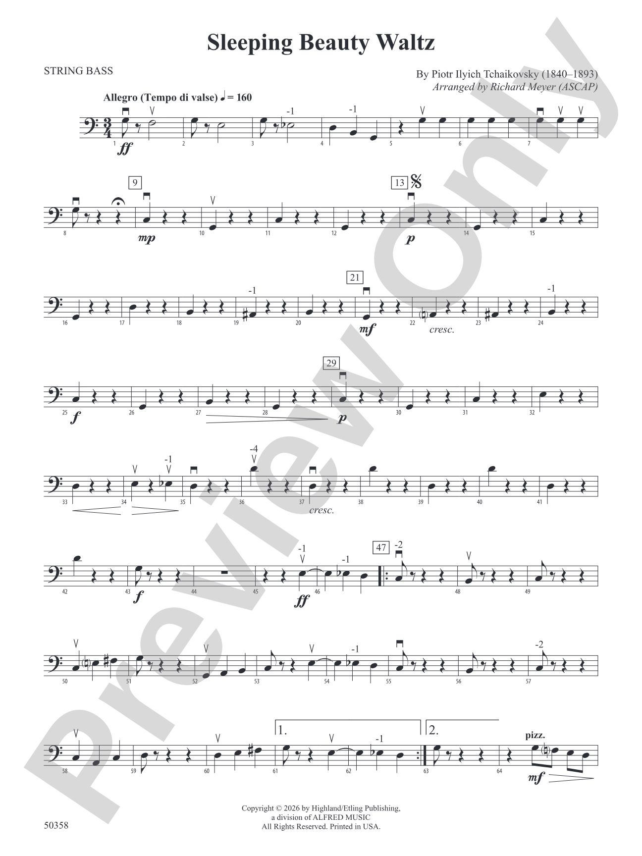 Sleeping Beauty Waltz: String Bass