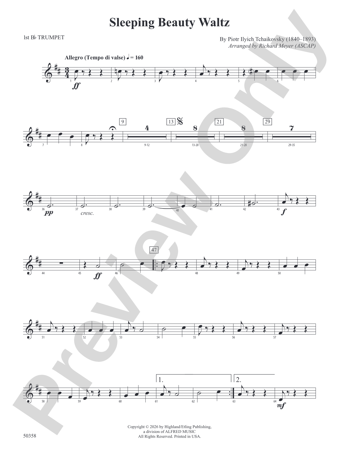 Sleeping Beauty Waltz: 1st B-flat Trumpet