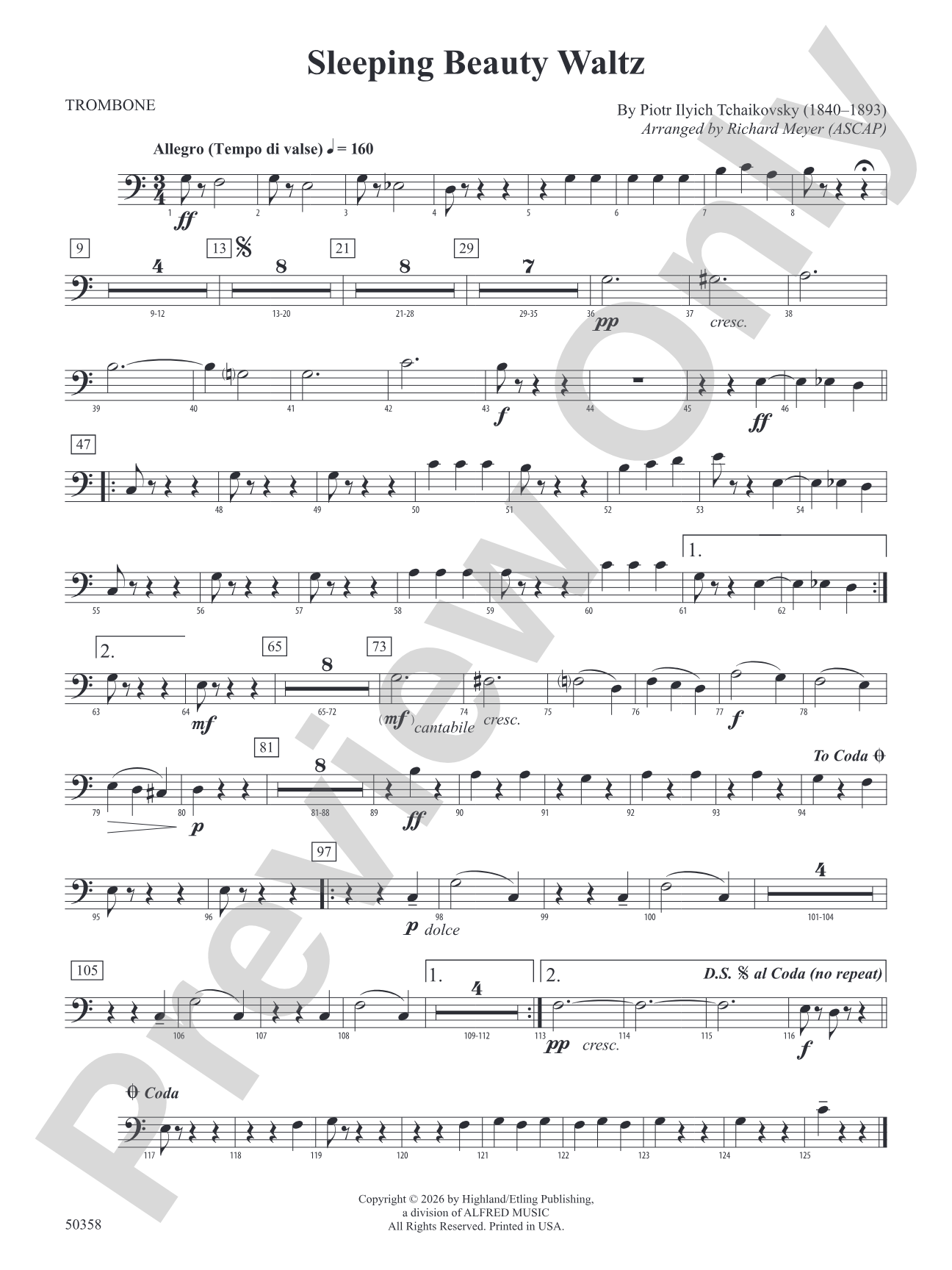 Sleeping Beauty Waltz: 1st Trombone
