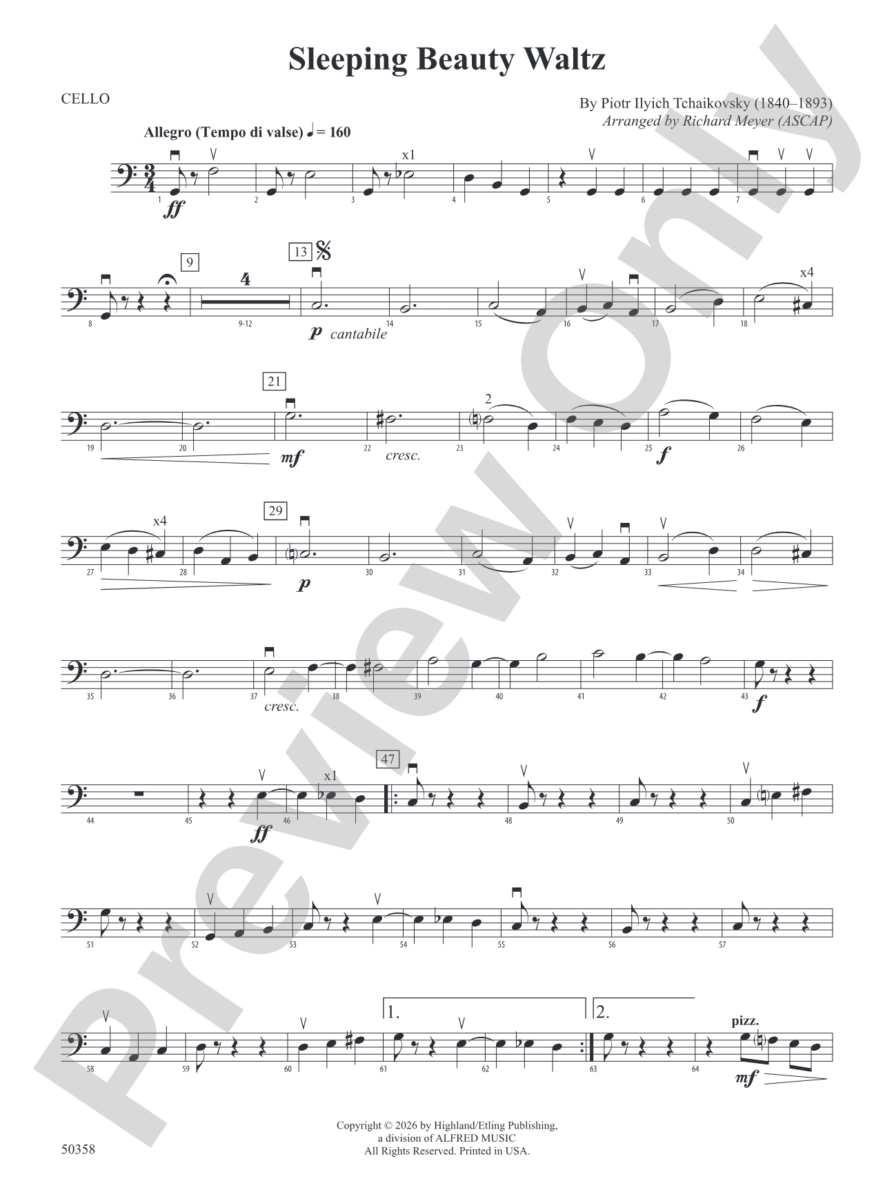 Sleeping Beauty Waltz: Cello