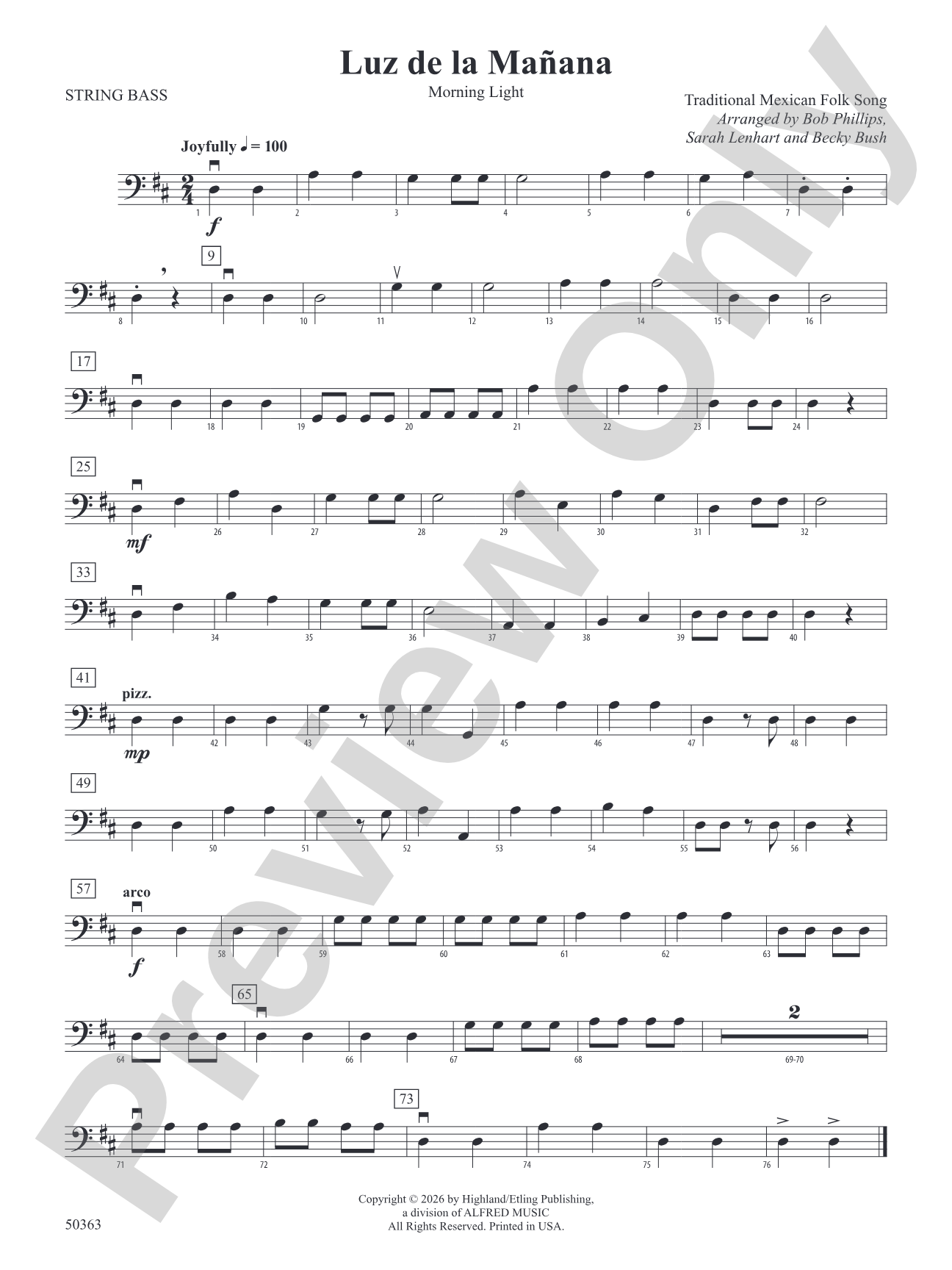 Luz de la Mañana: String Bass
