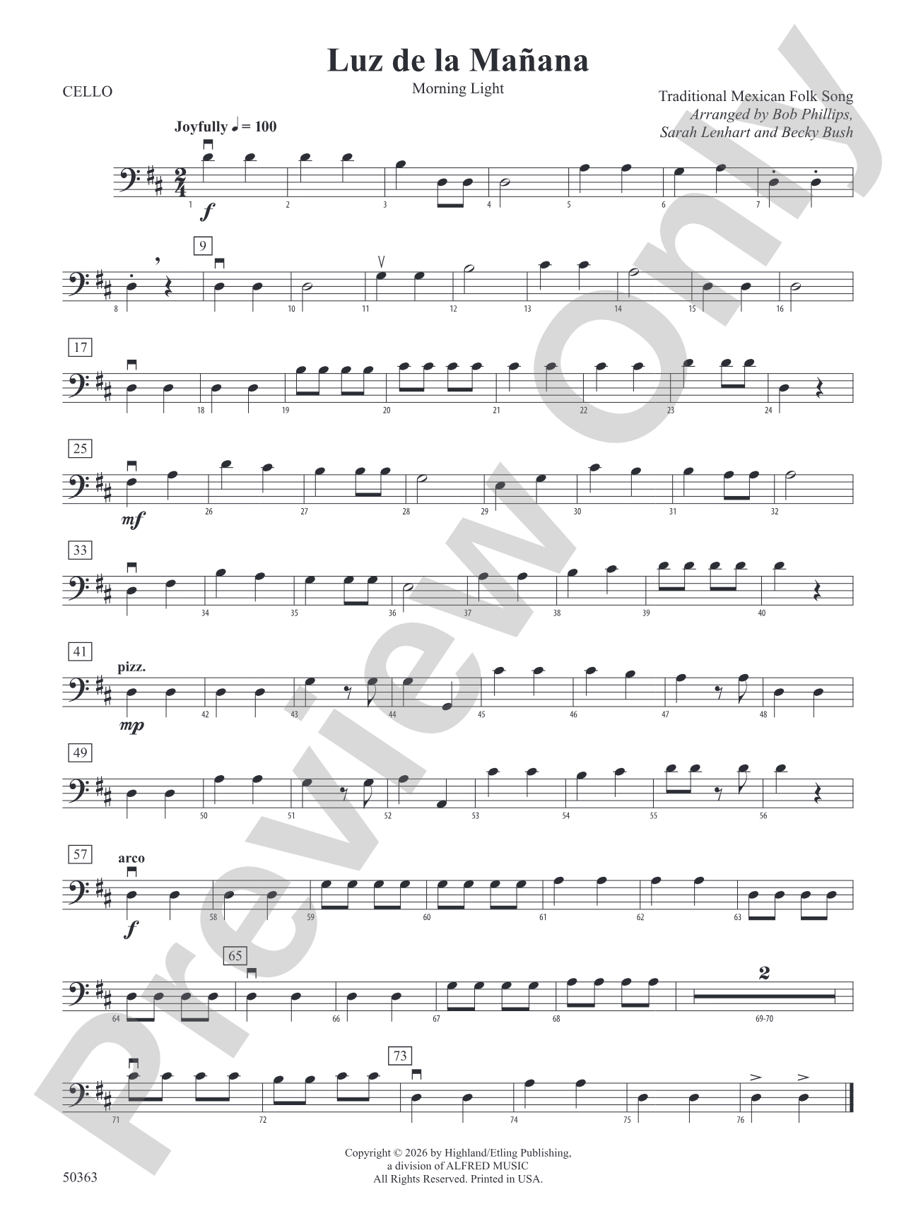 Luz de la Mañana: Cello