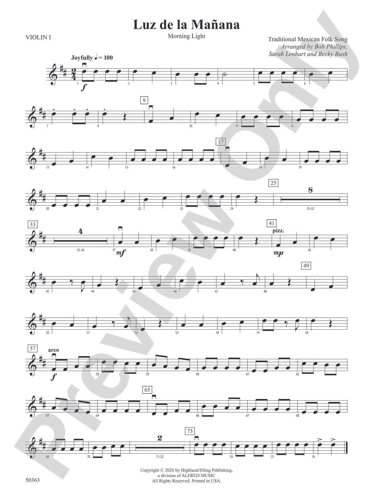 Luz de la Mañana: 1st Violin