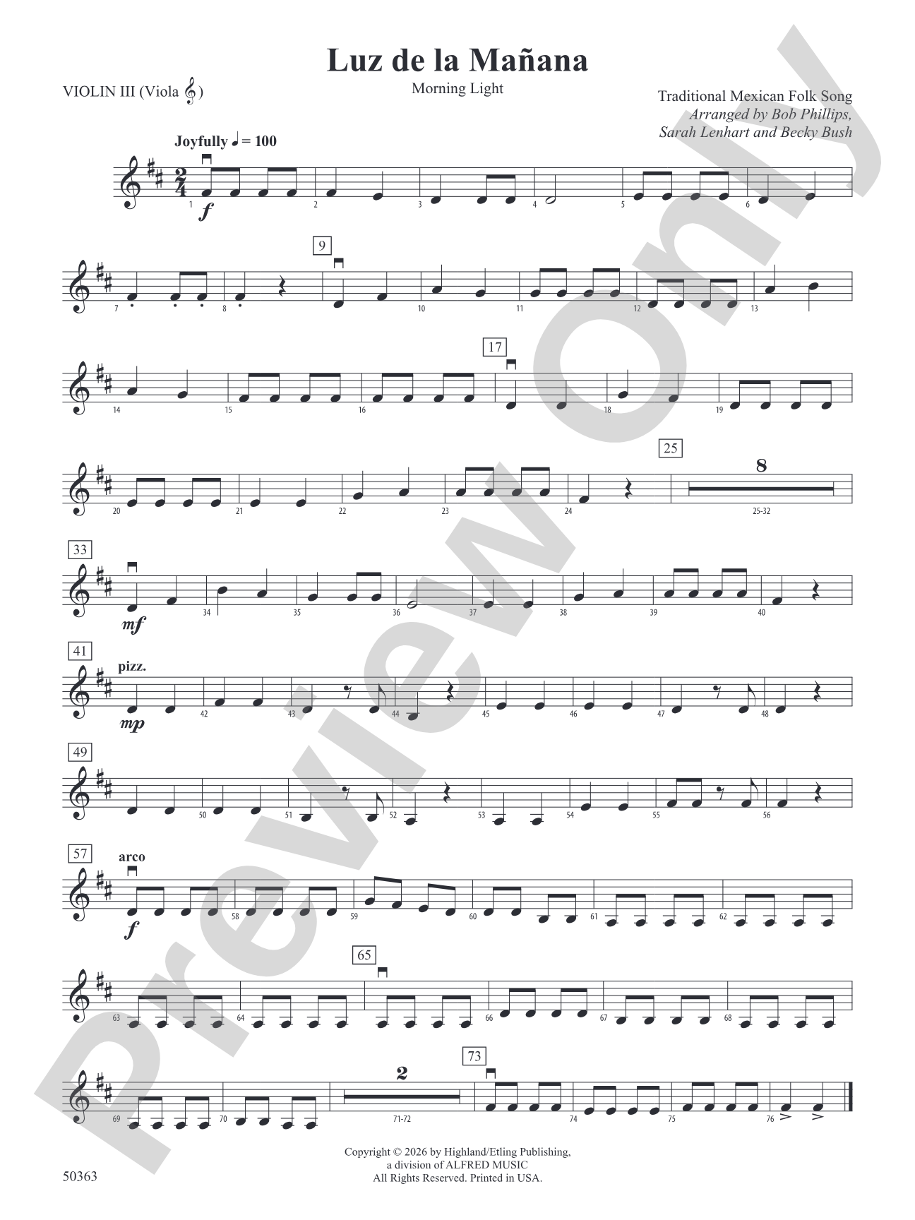 Luz de la Mañana: 3rd Violin (Viola [TC])