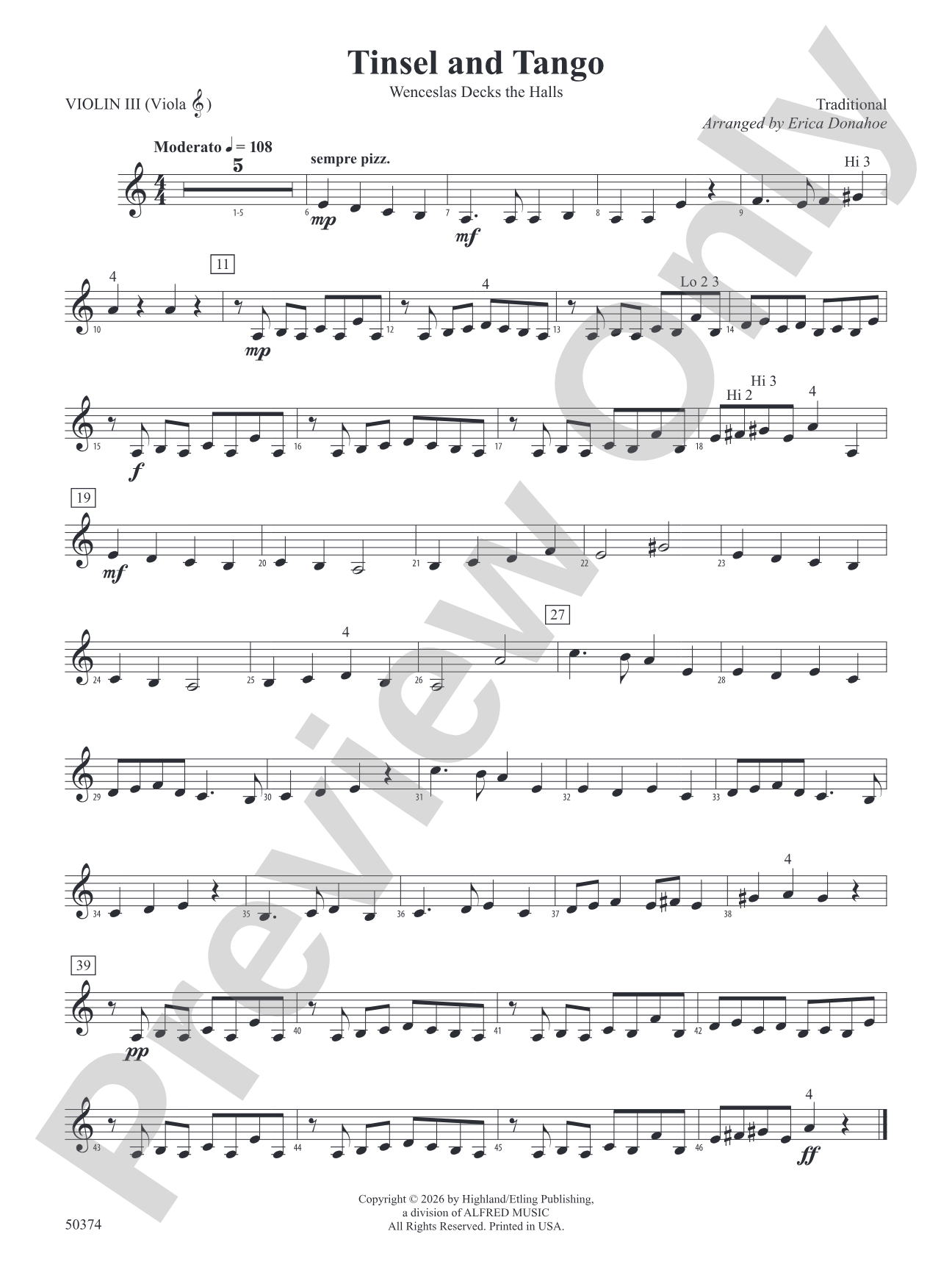 Tinsel and Tango: 3rd Violin (Viola [TC])