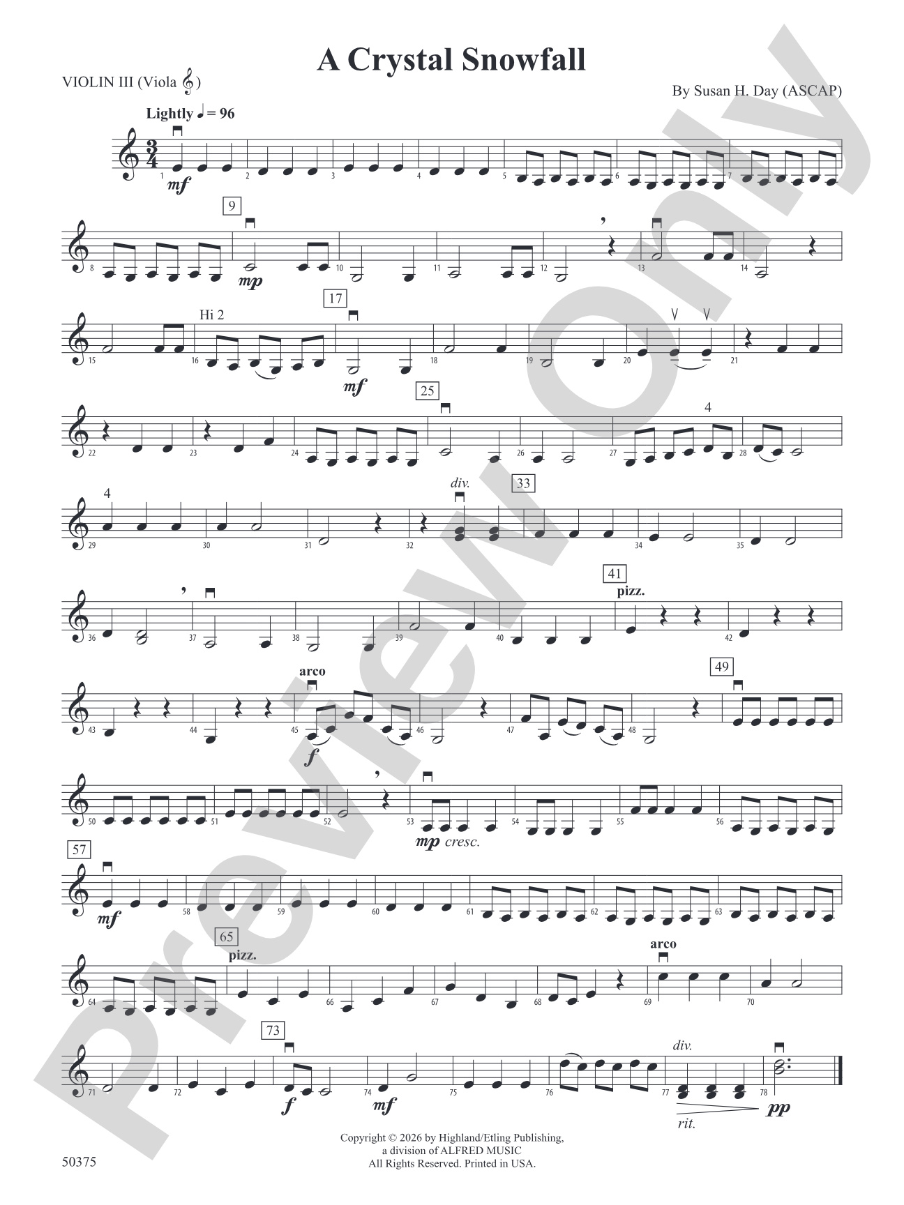 A Crystal Snowfall: 3rd Violin (Viola [TC])