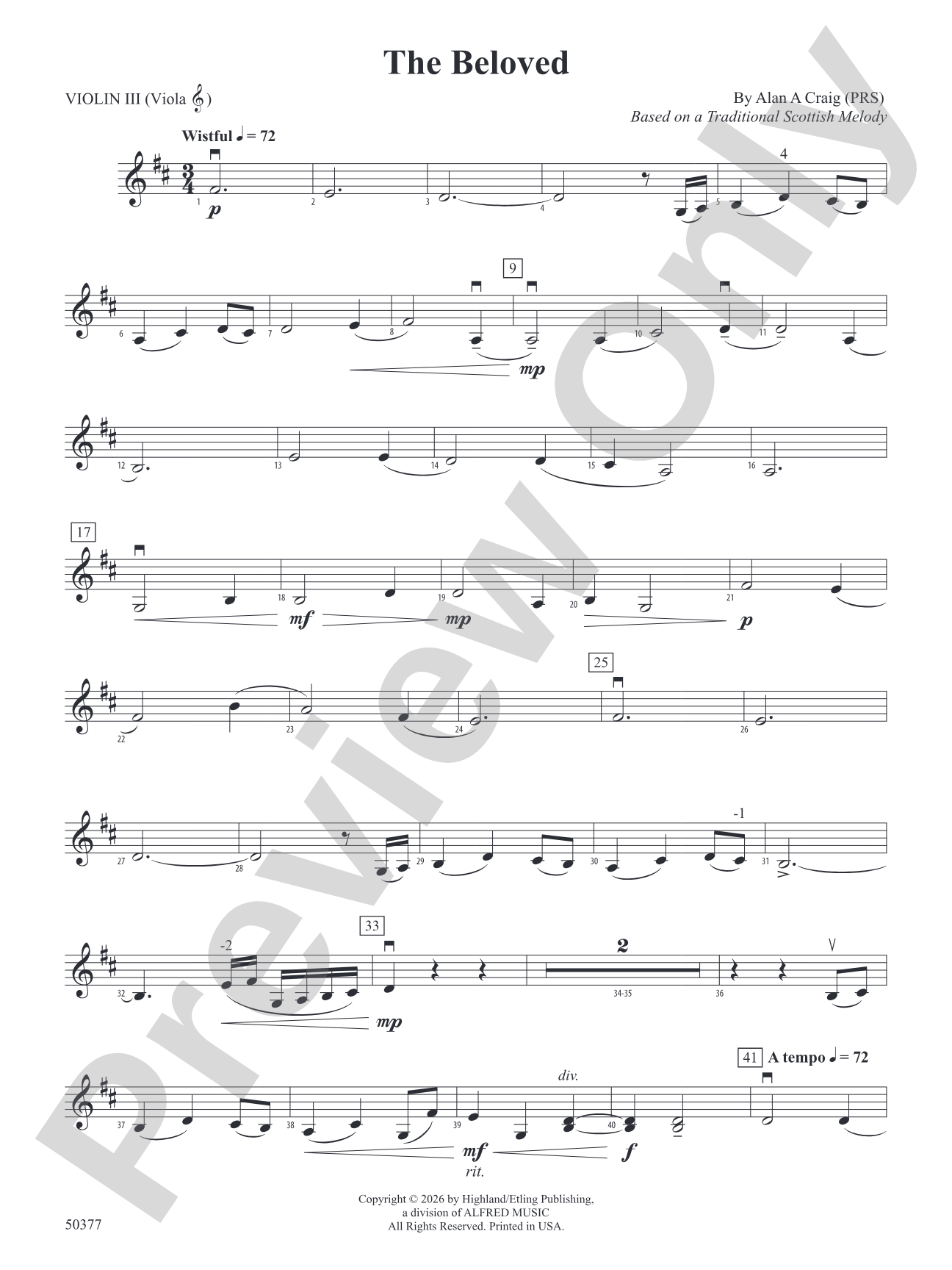 The Beloved: 3rd Violin (Viola [TC])